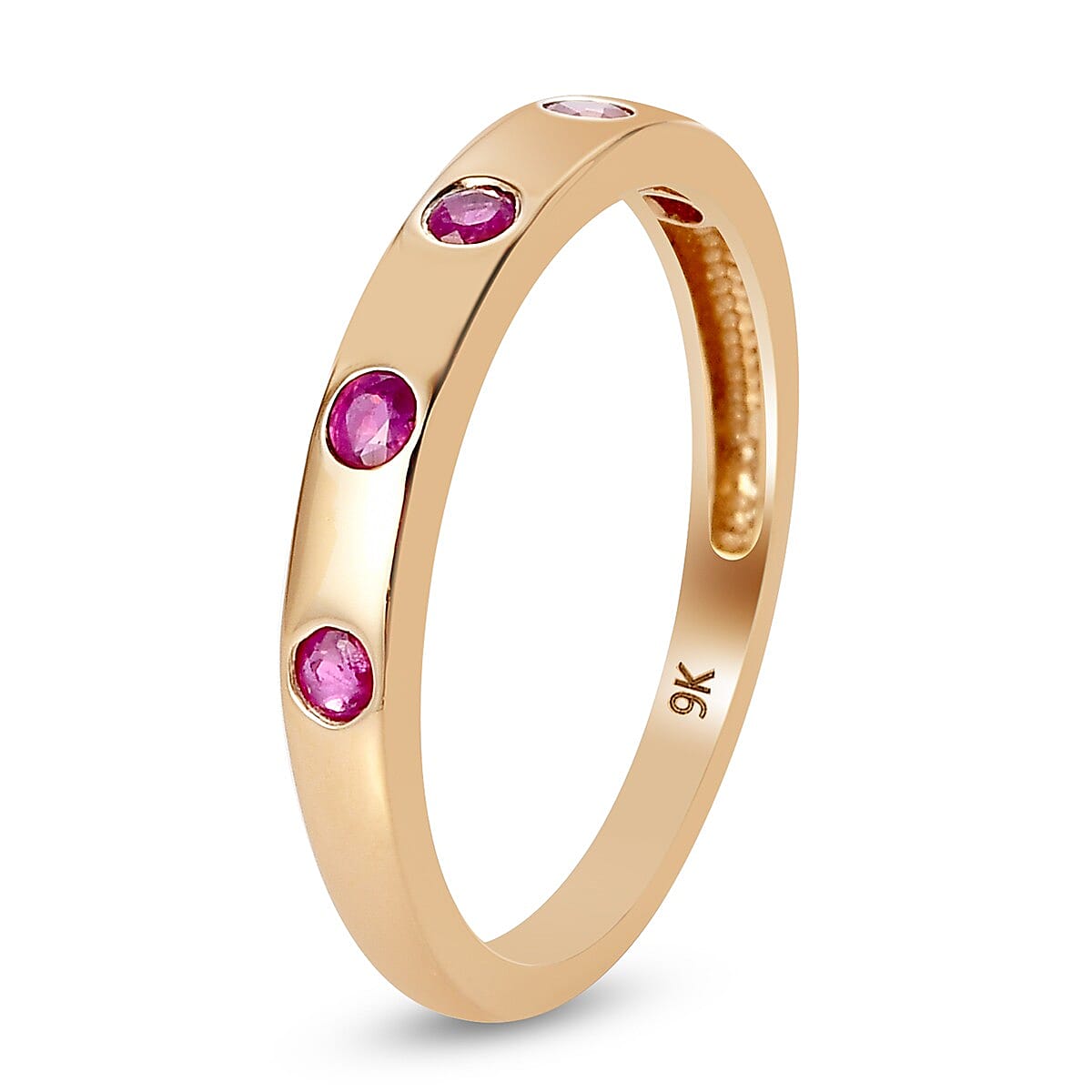 9K Yellow Gold Ruby Band Ring