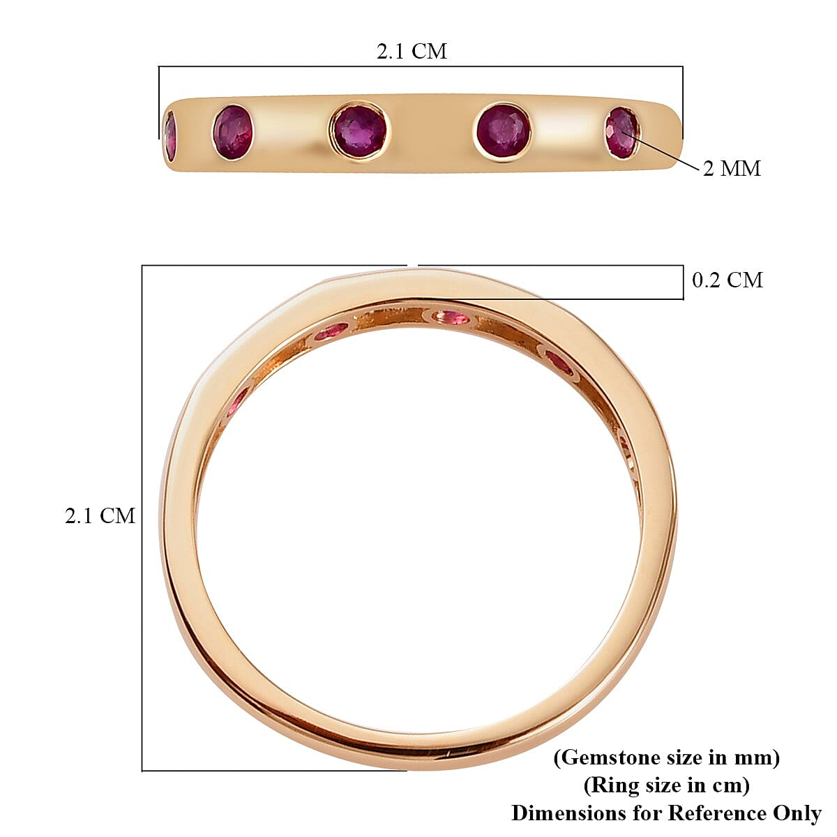 9K Yellow Gold Ruby Band Ring