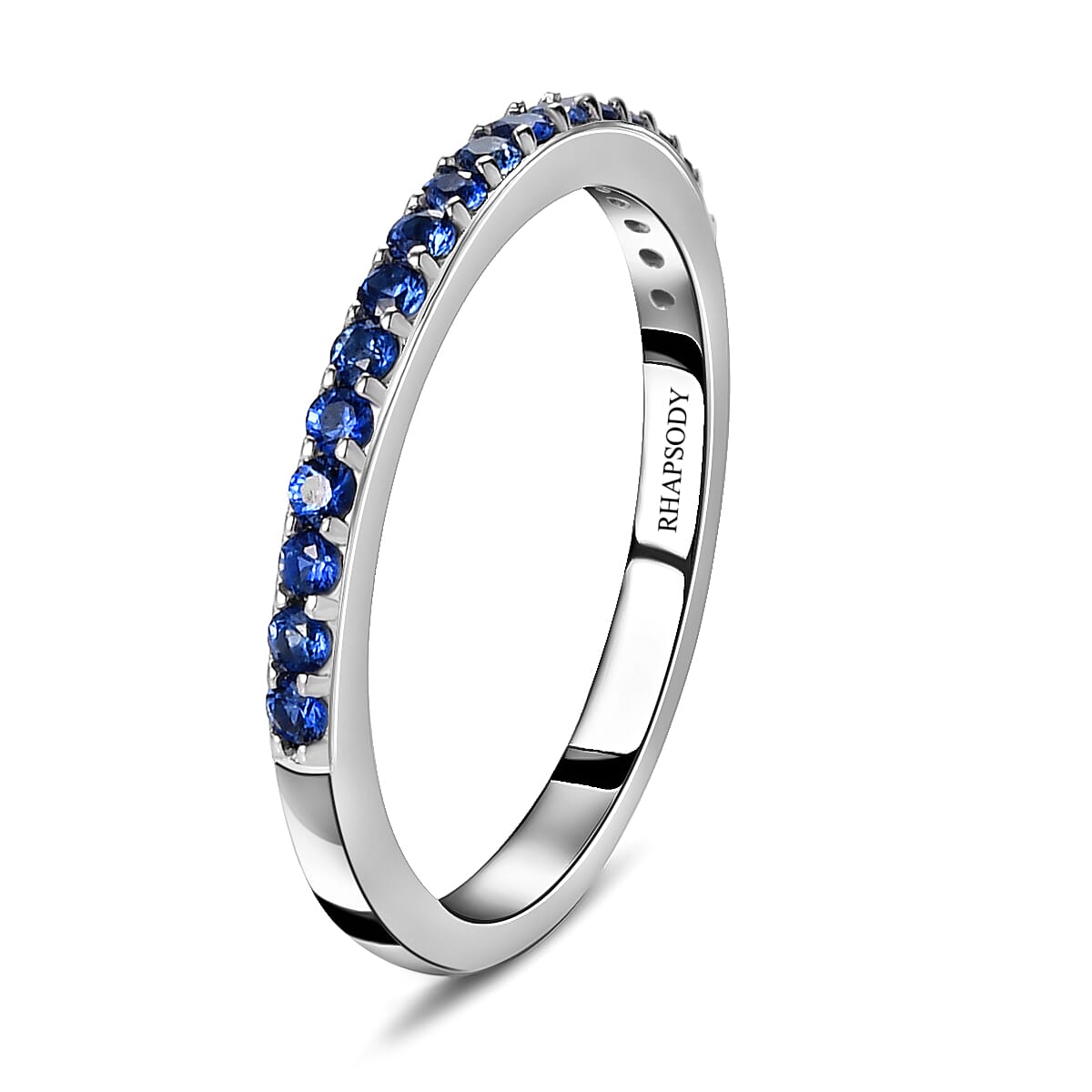 RHAPSODY 950 Platinum AAAA Ceylon Sapphire Half Eternity Ring