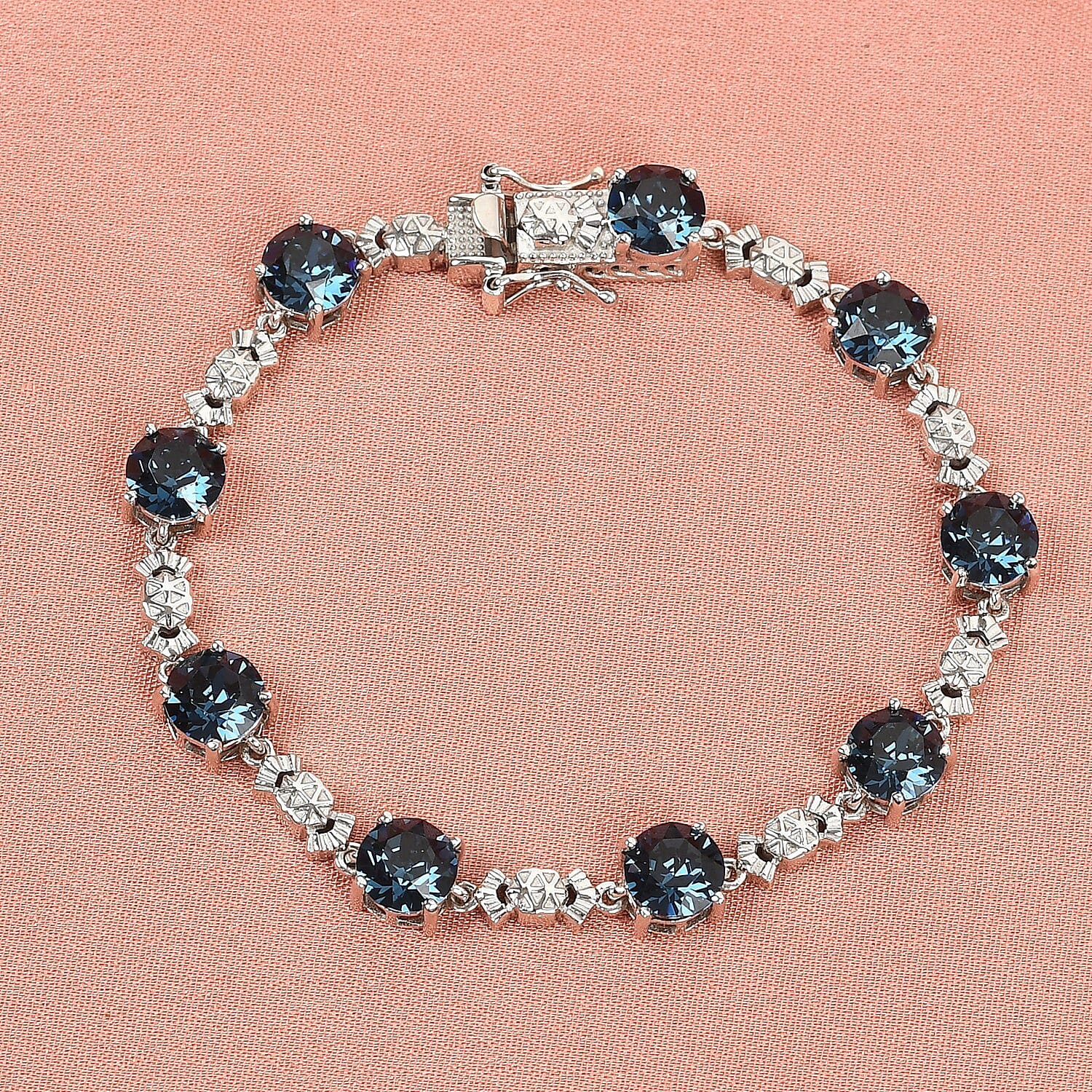 Lustro Stella Montana Crystal Bracelet (Size 7) in Platinum Overlay Sterling Silver, Silver Wt 11.65 Grams