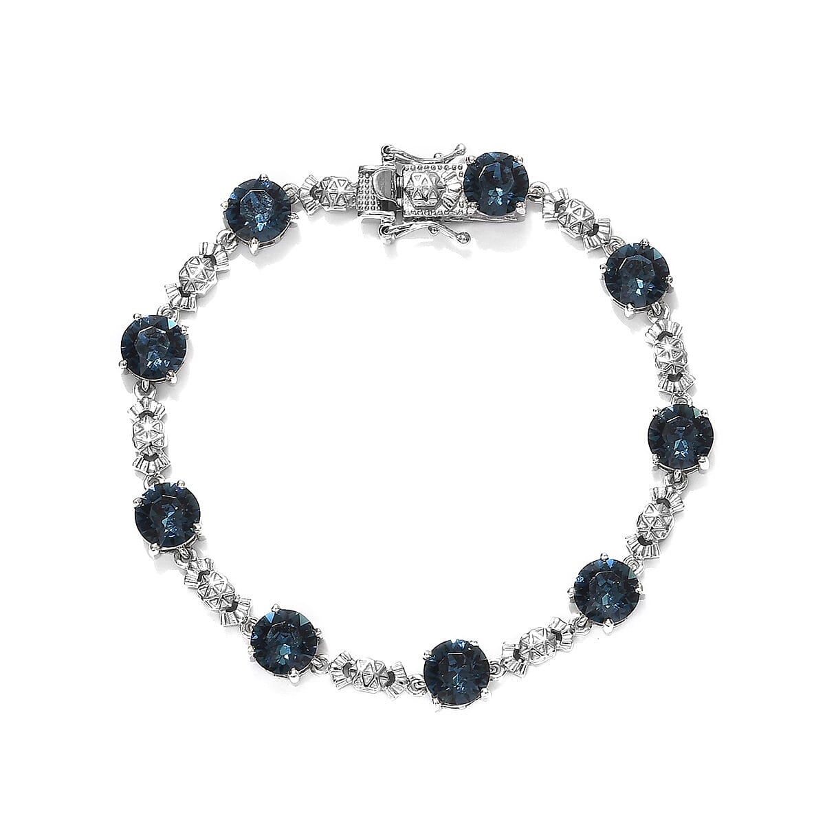 Lustro Stella Montana Crystal Bracelet (Size 7) in Platinum Overlay Sterling Silver, Silver Wt 11.65 Grams