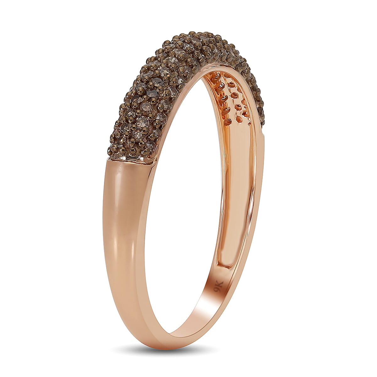 9K Rose Gold SGL Certified Natural Champagne Diamond Ring 0.50 Ct.