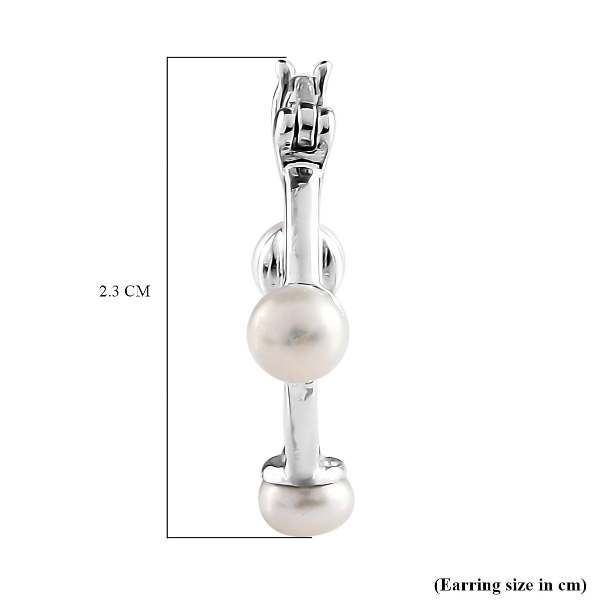 Freshwater Pearl Hoop Earrings (with Clasp) in Sterling Silver