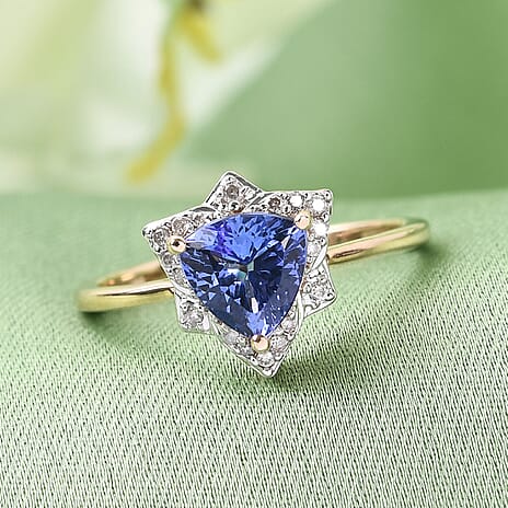 GP Tulip Italian Garden Collection 9K Yellow Gold  Tanzanite, Diamond Ring 1.10 Ct.