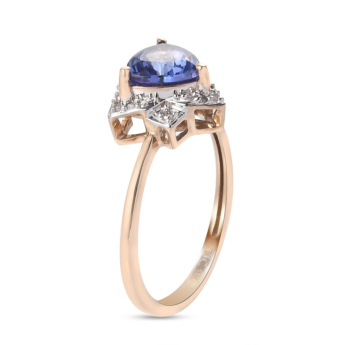 GP Tulip Italian Garden Collection 9K Yellow Gold  Tanzanite, Diamond Ring 1.10 Ct.