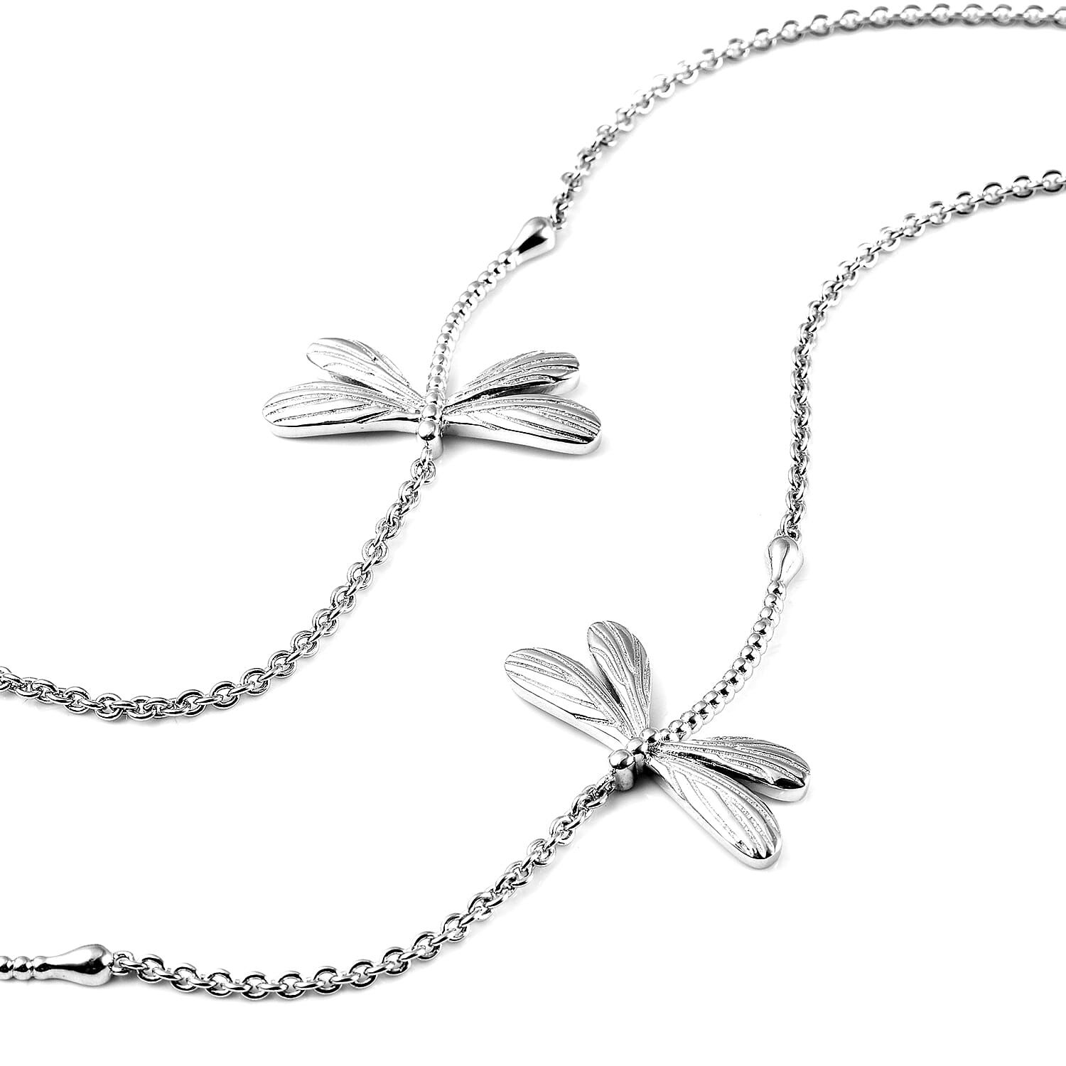 LucyQ Dragonfly Collection - Hebei Peridot, Amethyst and Freshwater Pearl Necklace (Size 26-28-30) in Rhodium Overlay Sterling Silver