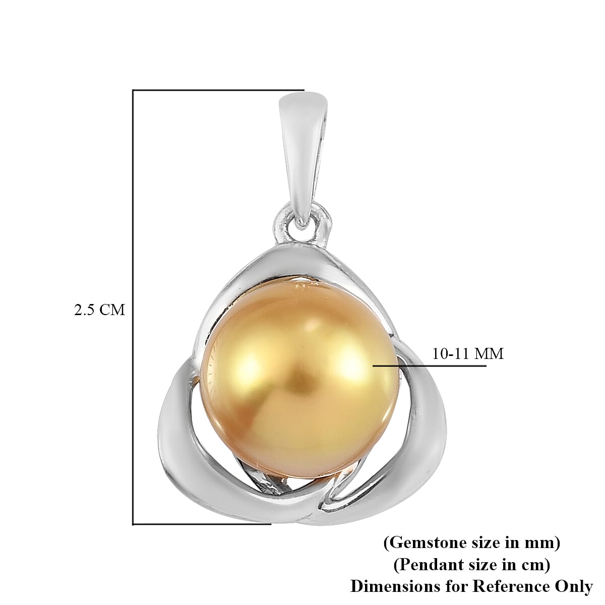 Golden South Sea Pearl Pendant in Platinum Overlay Sterling Silver