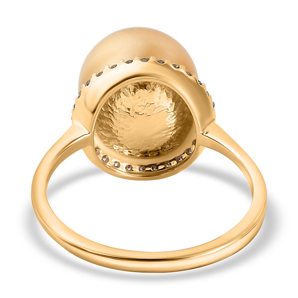 9K Yellow Gold Golden AAA South Sea Pearl and Diamond Ring