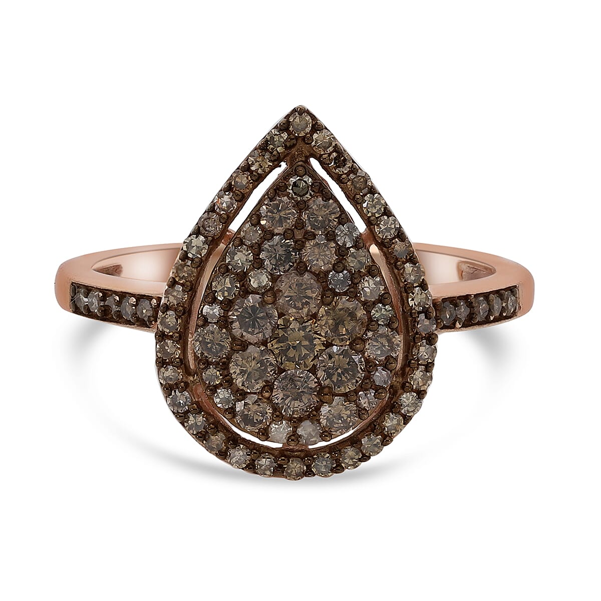 9K Rose Gold SGL Certified Champagne Diamond (I3) Ring 1.00 Ct.