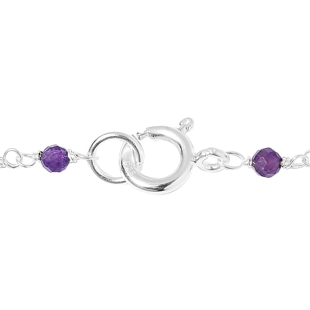 One Time Deal- Faceted Amethyst Station Beads Necklace (Size 18) in Sterling Silver 9.80 Ct.
