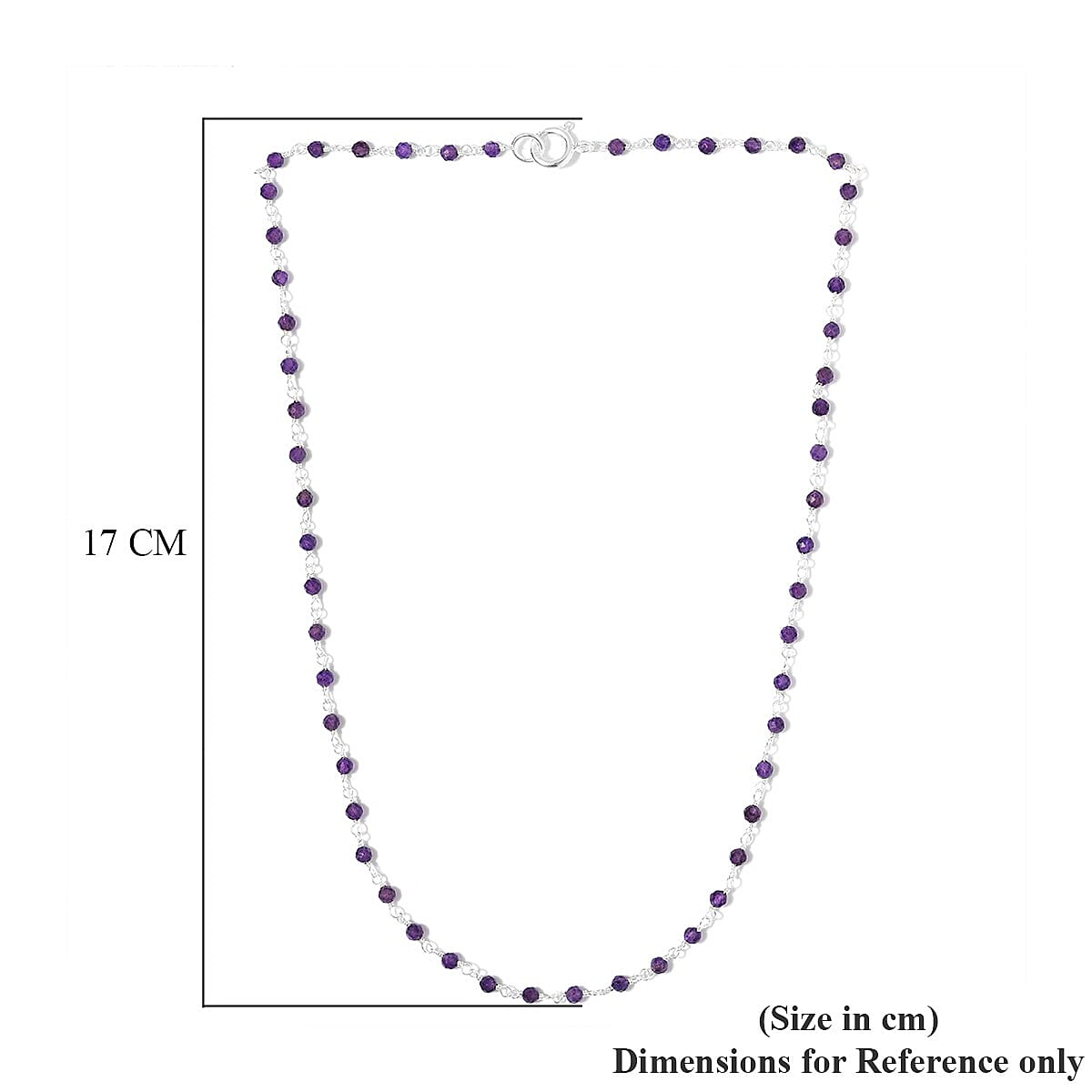 One Time Deal- Faceted Amethyst Station Beads Necklace (Size 18) in Sterling Silver 9.80 Ct.