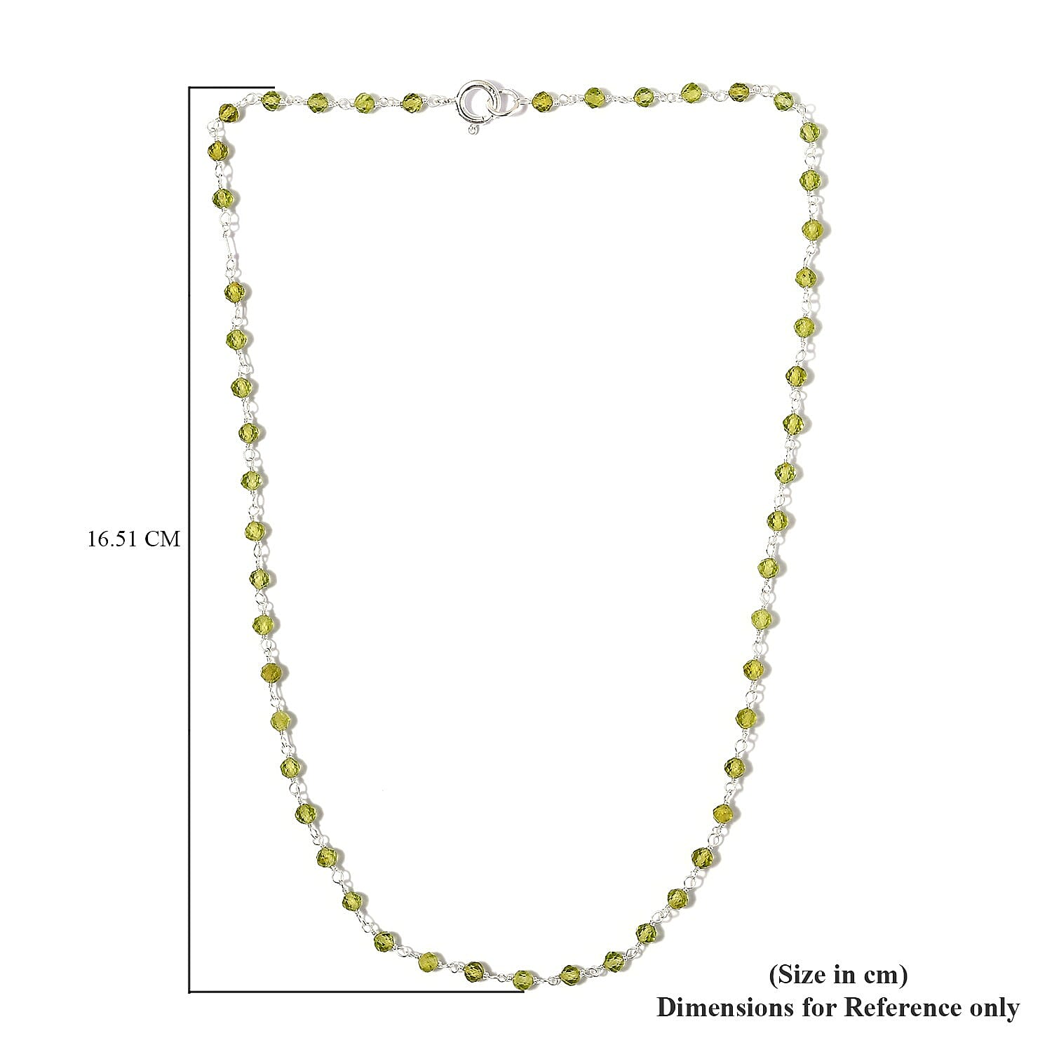 One Time Deal-  Faceted Natural Hebei Peridot Station Necklace (Size 18) in Sterling Silver 18.50 Ct.
