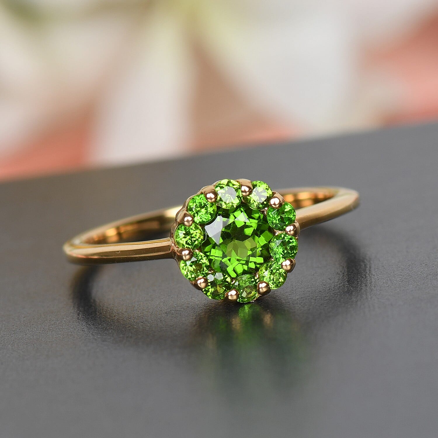 Chrome Diopside Ring in 14K Gold Overlay Sterling Silver