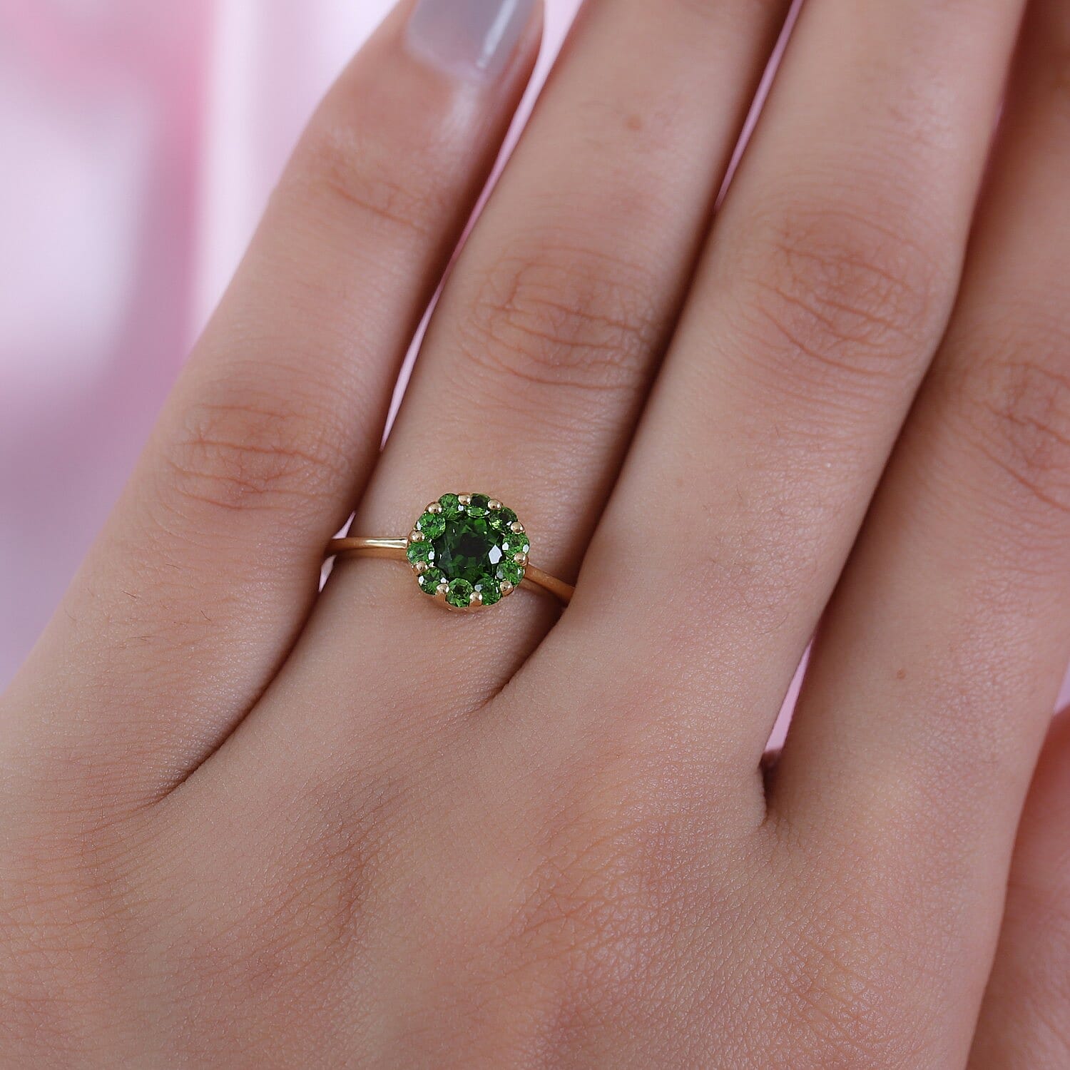 Chrome Diopside Ring in 14K Gold Overlay Sterling Silver