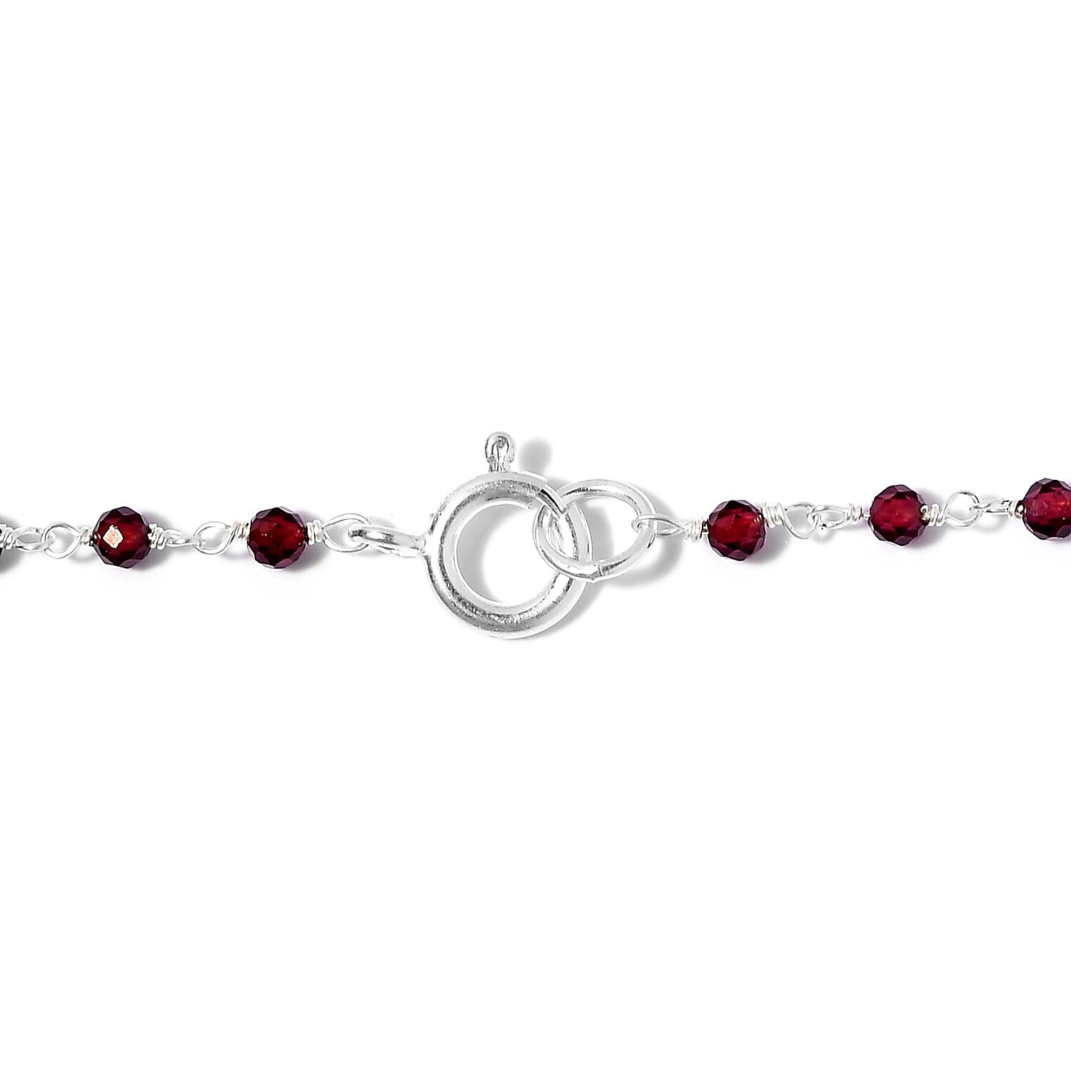 One Time Deal-  Faceted Rhodolite Garnet Station Beads Necklace (Size 18) in Sterling Silver 12.50 Ct.