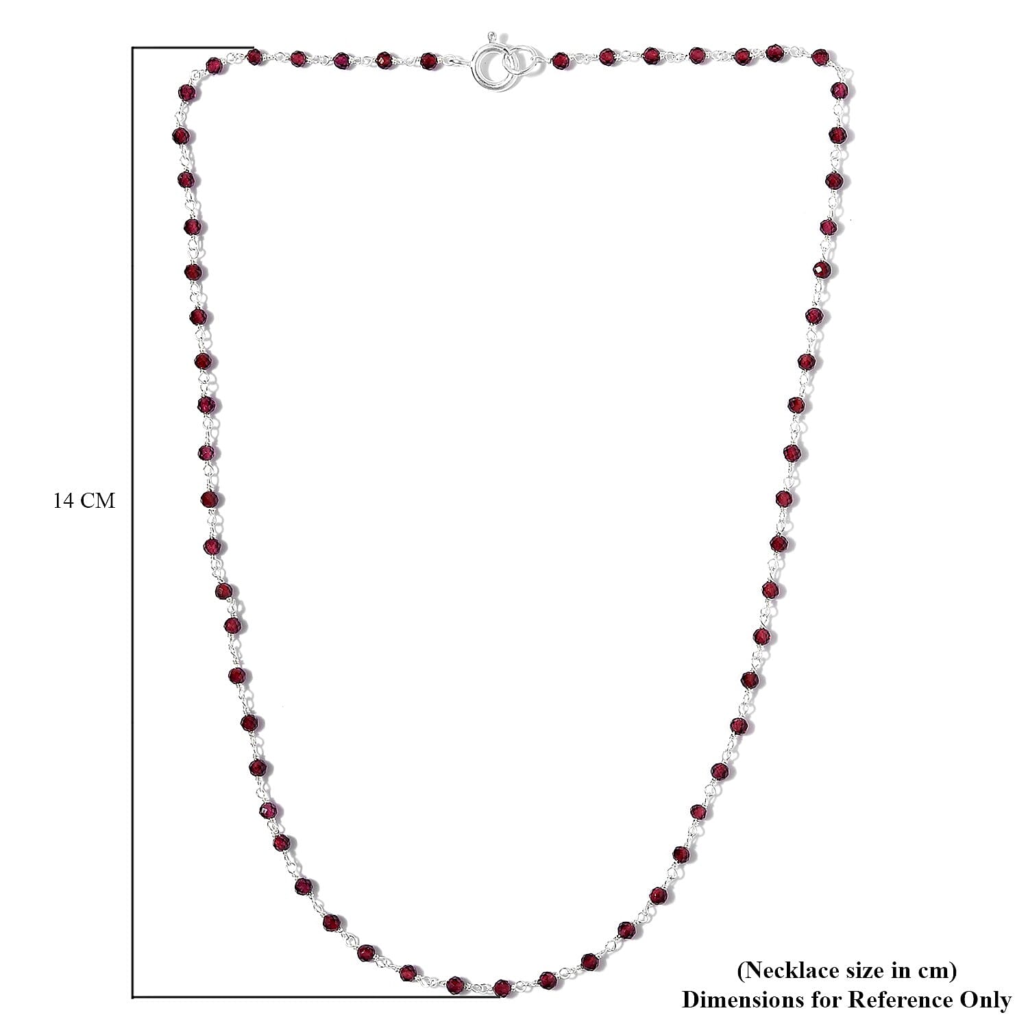 One Time Deal-  Faceted Rhodolite Garnet Station Beads Necklace (Size 18) in Sterling Silver 12.50 Ct.