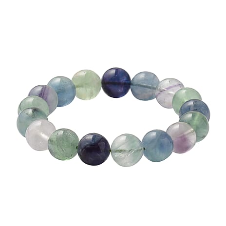 Multi Fluorite Stretchable Beads Bracelet (Size 6.5-7) 244.0 Ct.