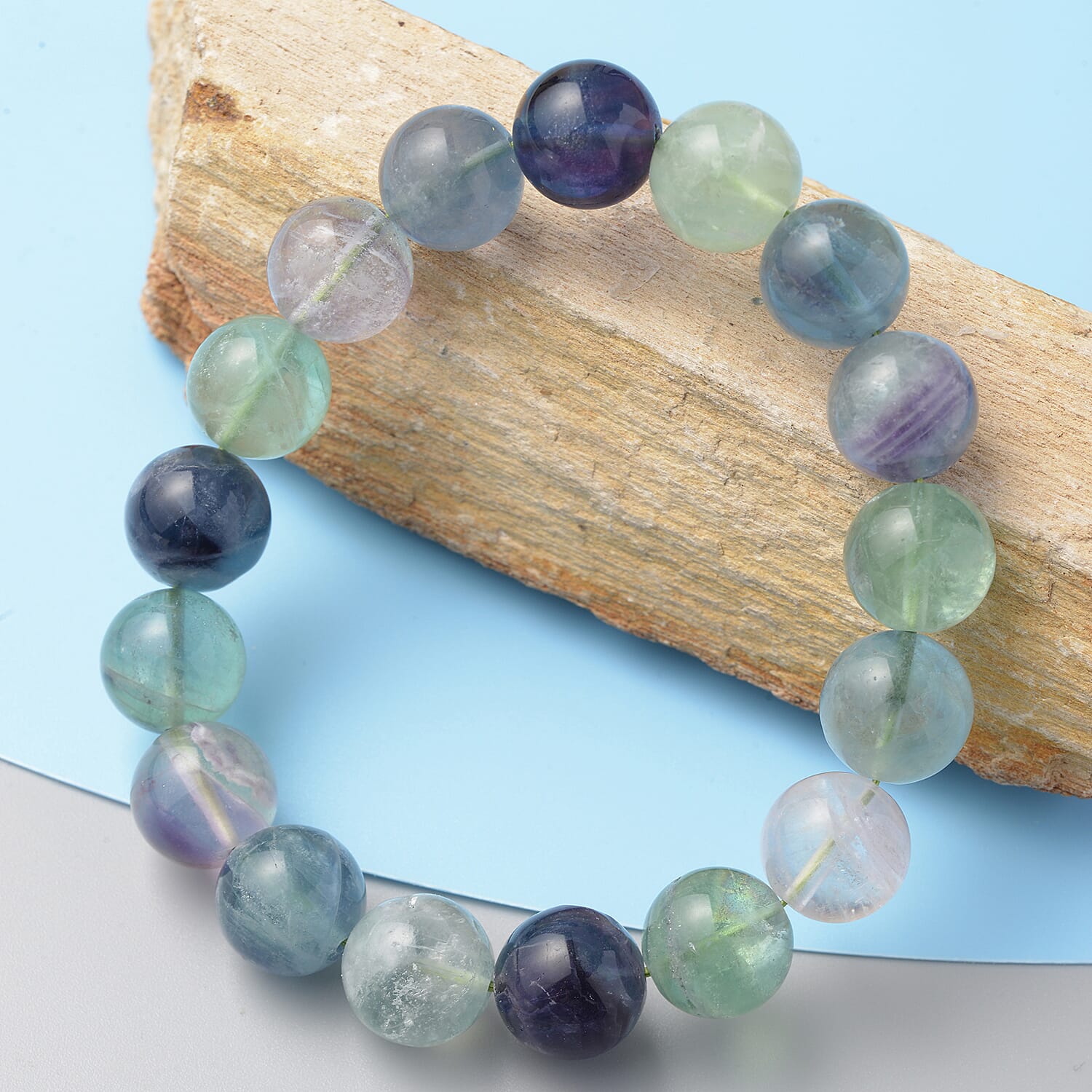 Multi Fluorite Stretchable Beads Bracelet (Size 6.5 - 7) 244.0 Ct.