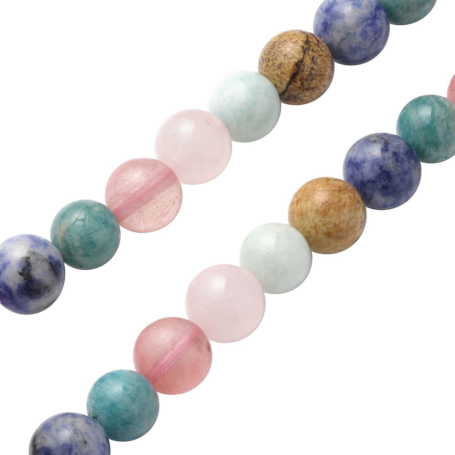 Multi Gemstone Beads Necklace (Size - 20) in Rhodium Overlay Sterling Silver 342.50 Ct