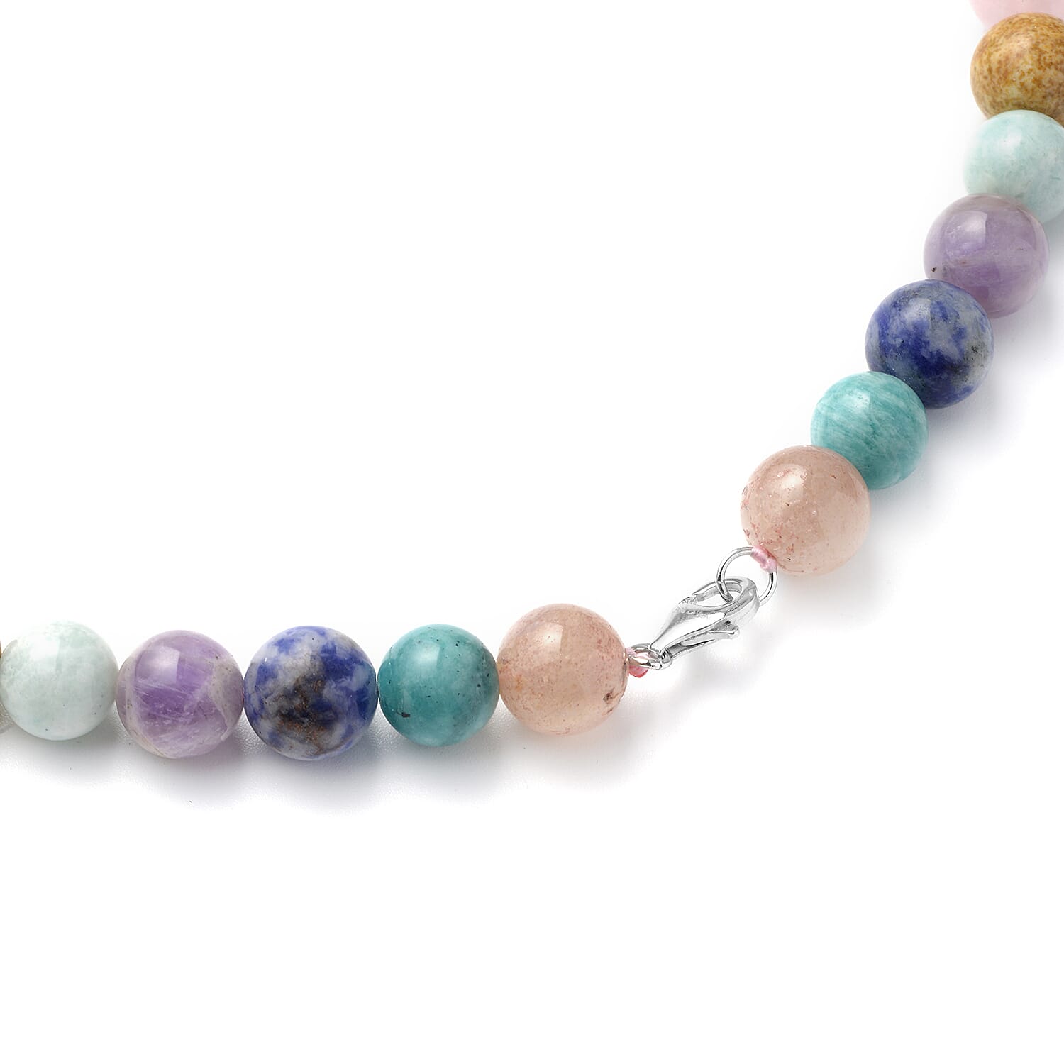 Multi Gemstone Beads Necklace (Size - 20) in Rhodium Overlay Sterling Silver 342.50 Ct