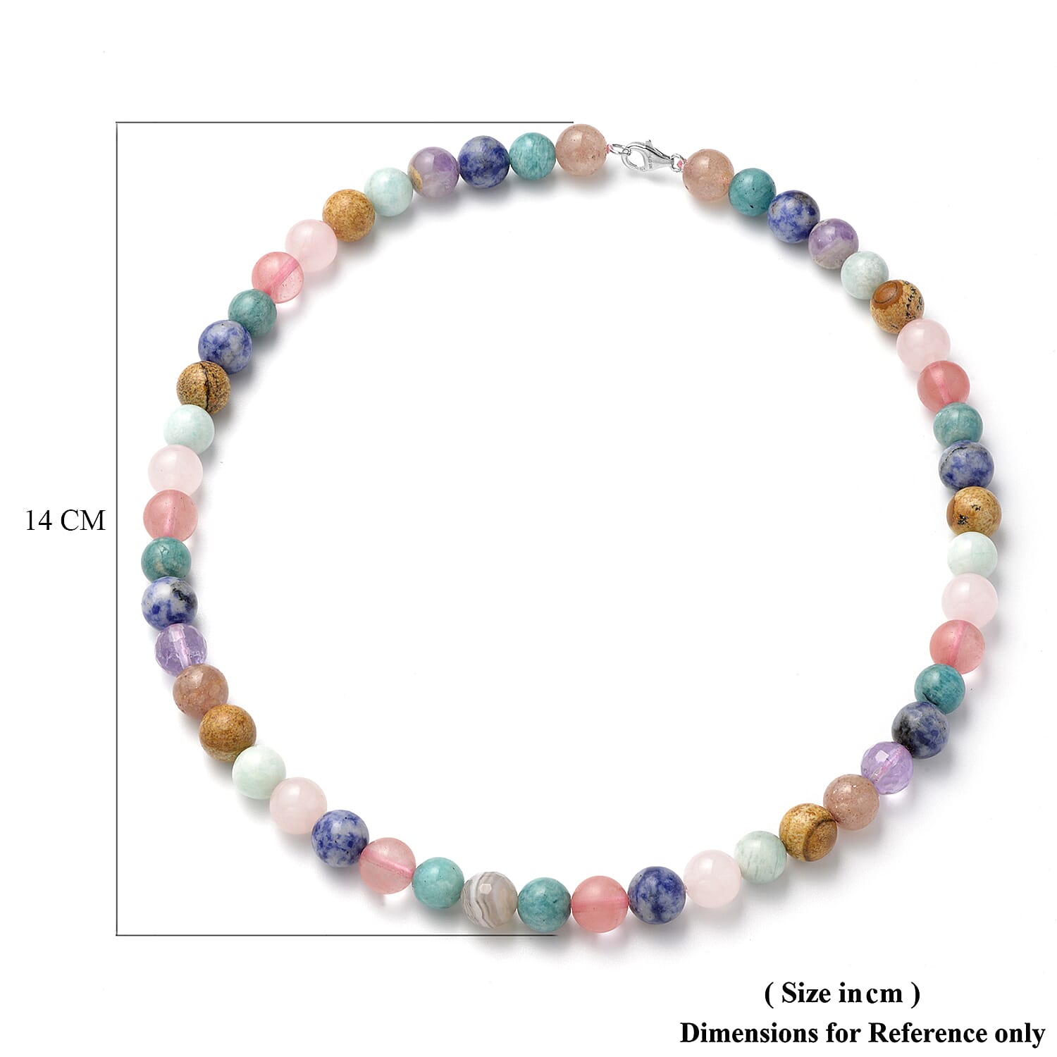Multi Gemstone Beads Necklace (Size - 20) in Rhodium Overlay Sterling Silver 342.50 Ct