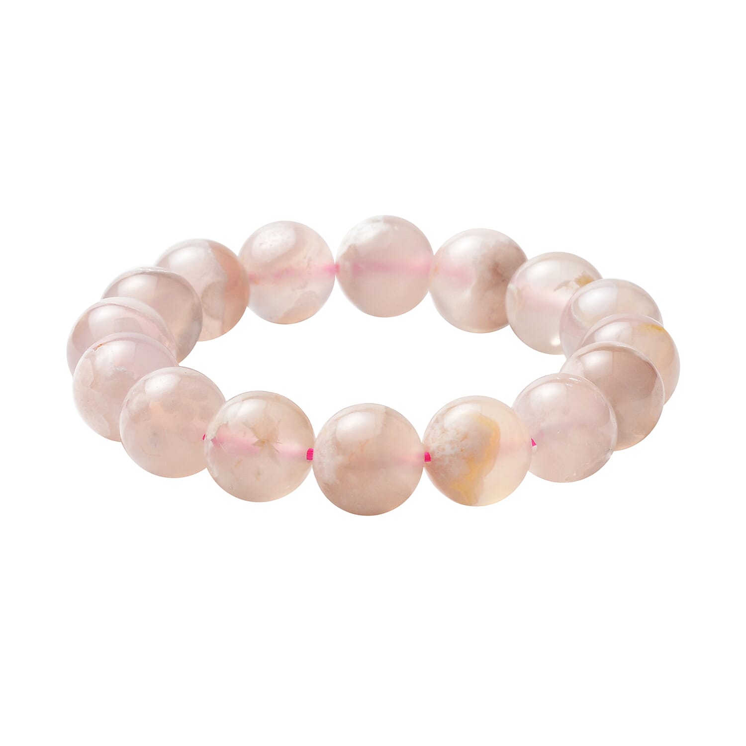 Cherry Blossom Agate Beads Stretchable Bracelet (Size 7.0) 214.00 Ct.