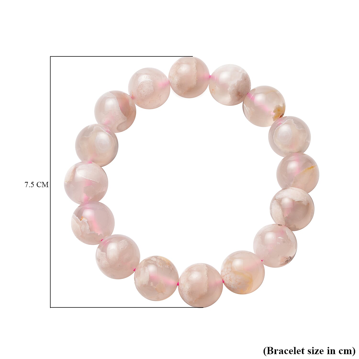 Cherry Blossom Agate Beads Stretchable Bracelet (Size 7.0) 214.00 Ct.