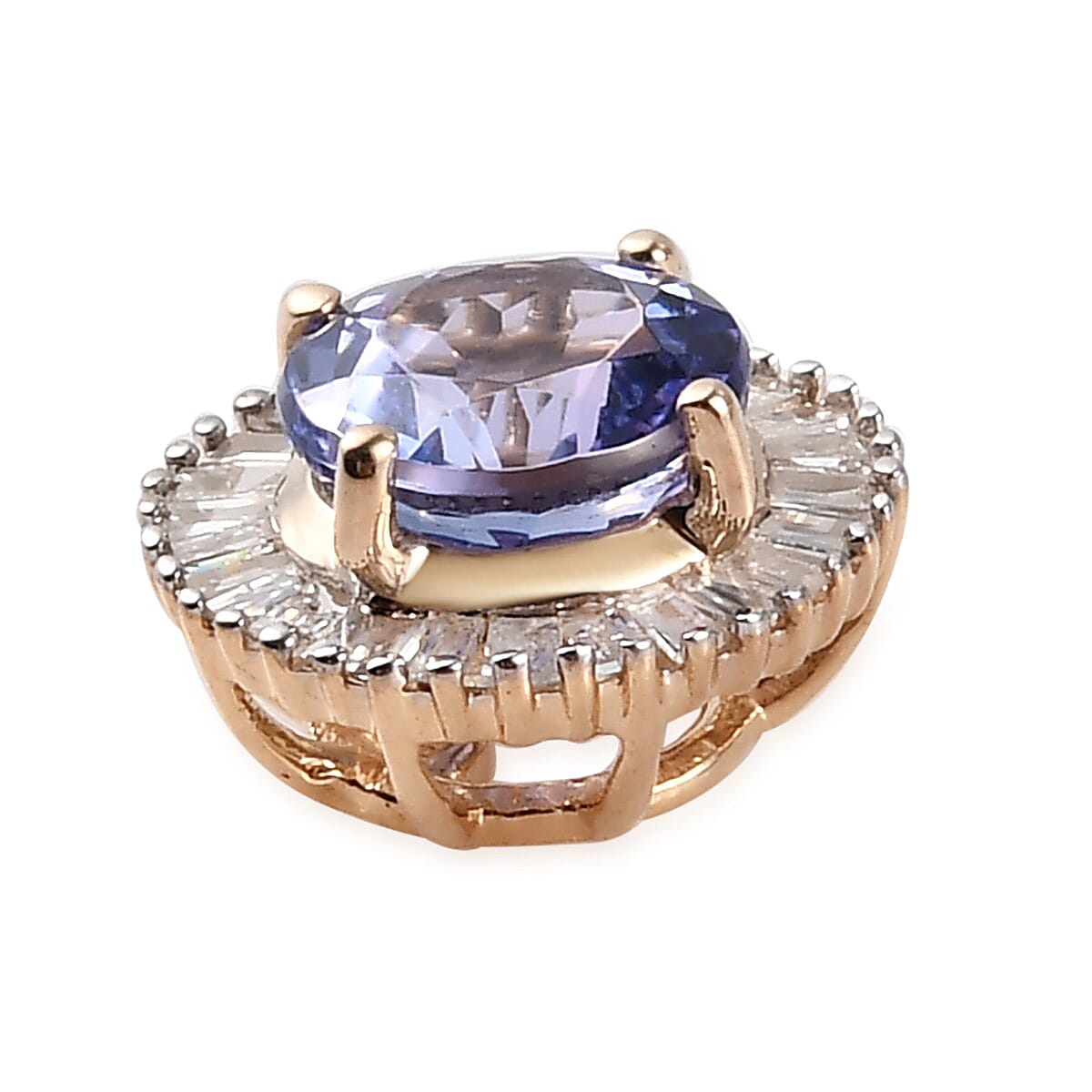 One Time Deal- 9K Yellow Gold Tanzanite (Rnd) and White Diamond Pendant 1.05 Ct.