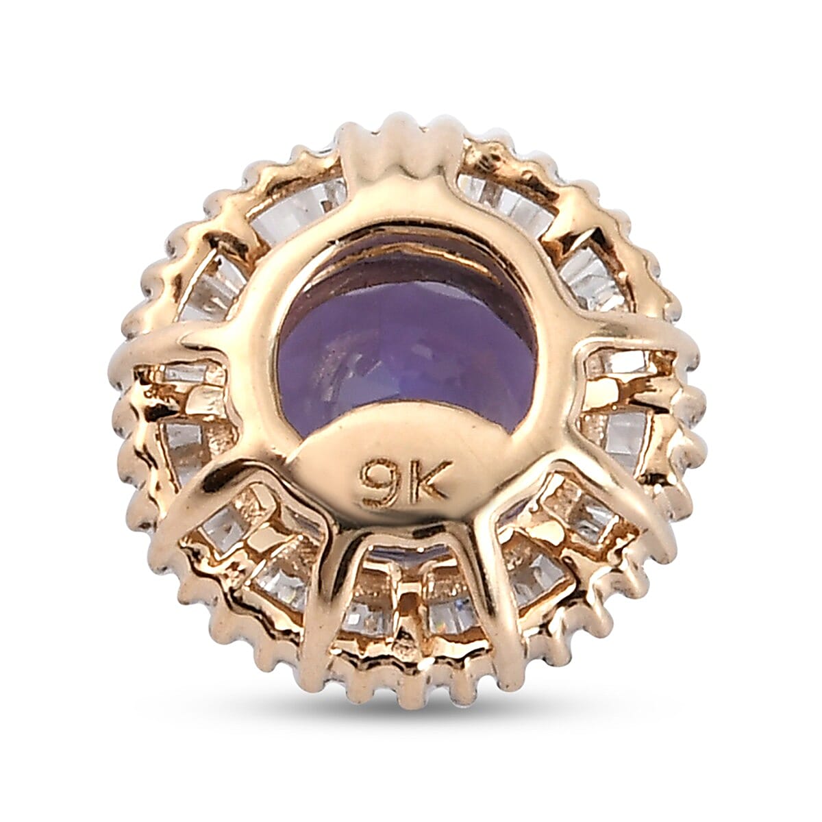 One Time Deal- 9K Yellow Gold Tanzanite (Rnd) and White Diamond Pendant 1.05 Ct.