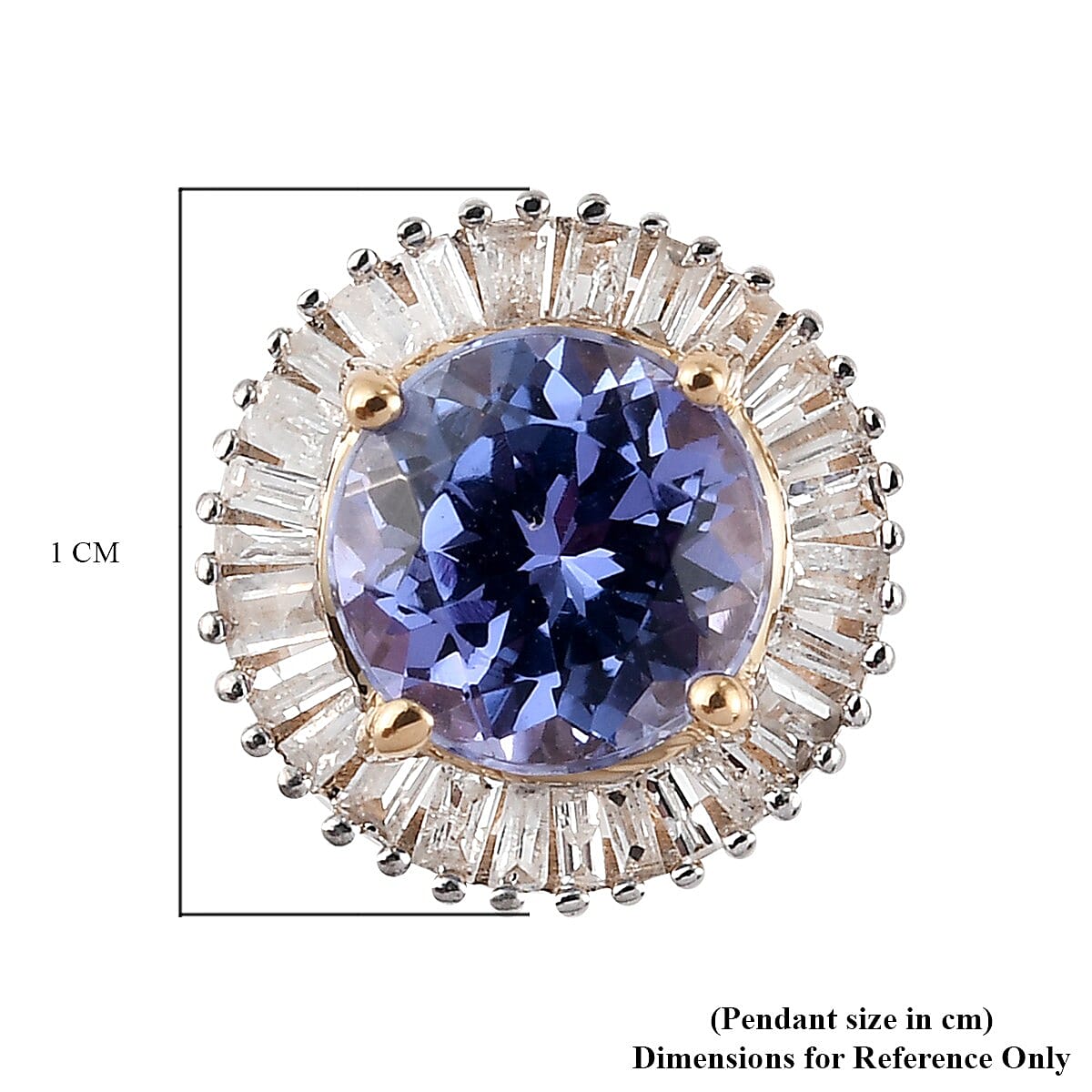 One Time Deal- 9K Yellow Gold Tanzanite (Rnd) and White Diamond Pendant 1.05 Ct.