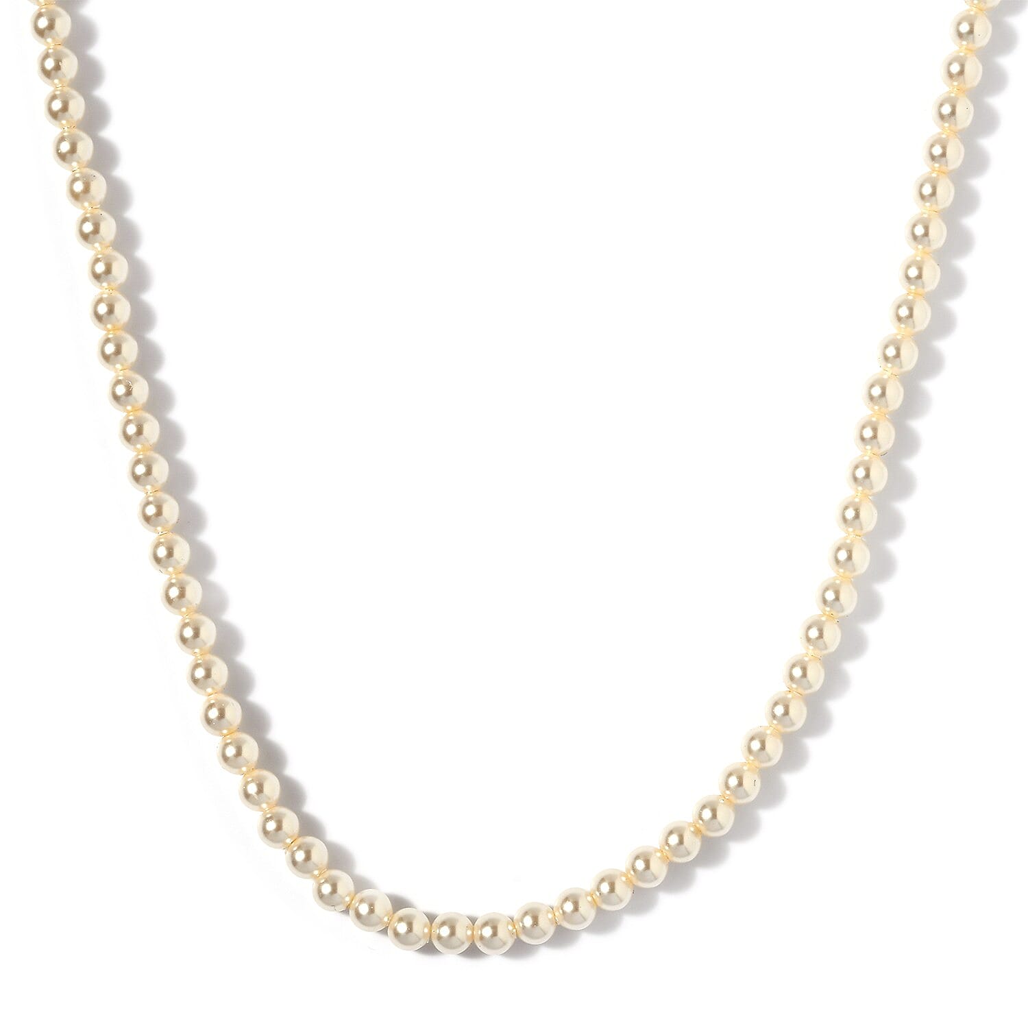 Lustro Stella Cream Pearl Crystal Beads Necklace (Size 18) in Sterling Silver
