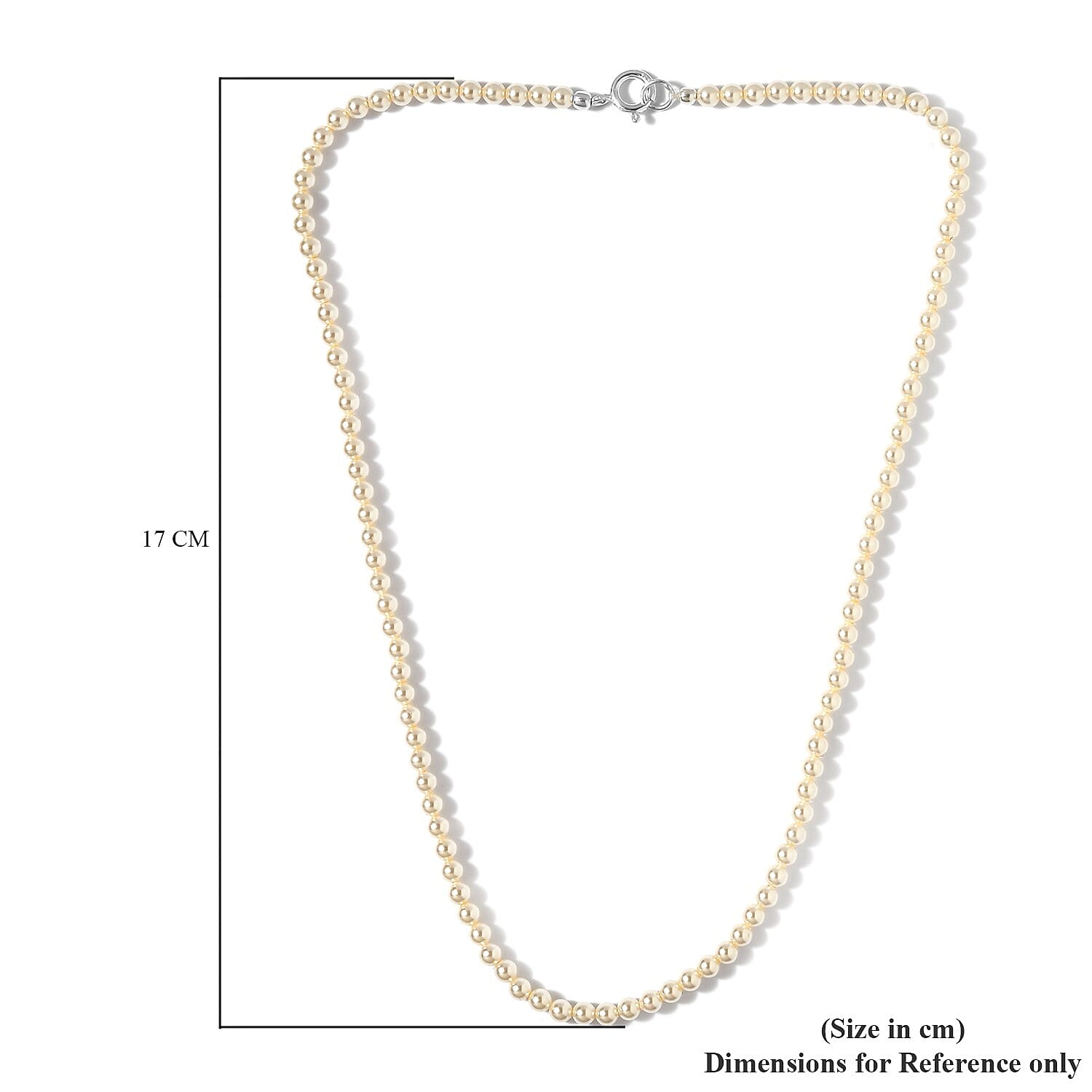 Lustro Stella Cream Pearl Crystal Beads Necklace (Size 18) in Sterling Silver