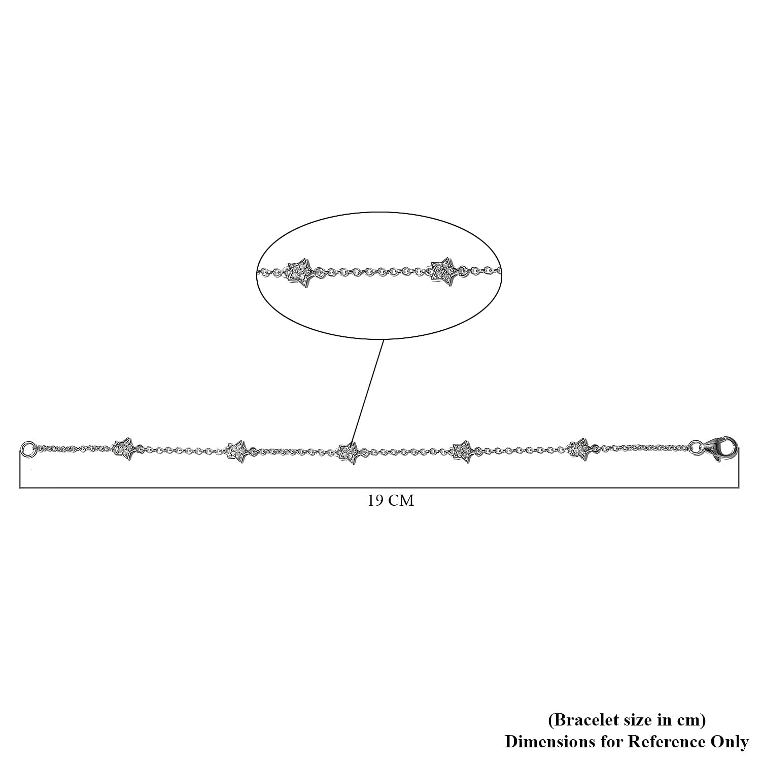 GP Celestial Dream Collection - Diamond Station Star Belcher Bracelet (Size - 7.5) in Platinum Overlay Sterling Silver 0.29 Ct.