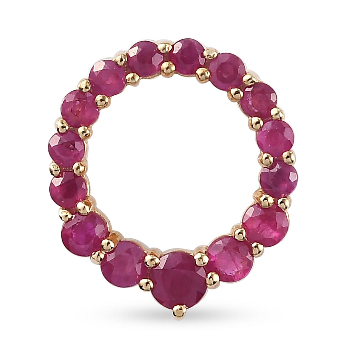 Ruby Circle Pendant in 14K Gold Overlay Sterling Silver 1.14 Ct.