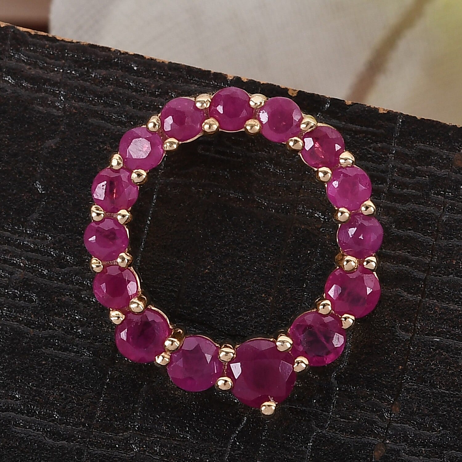 Ruby Circle Pendant in 14K Gold Overlay Sterling Silver 1.14 Ct.