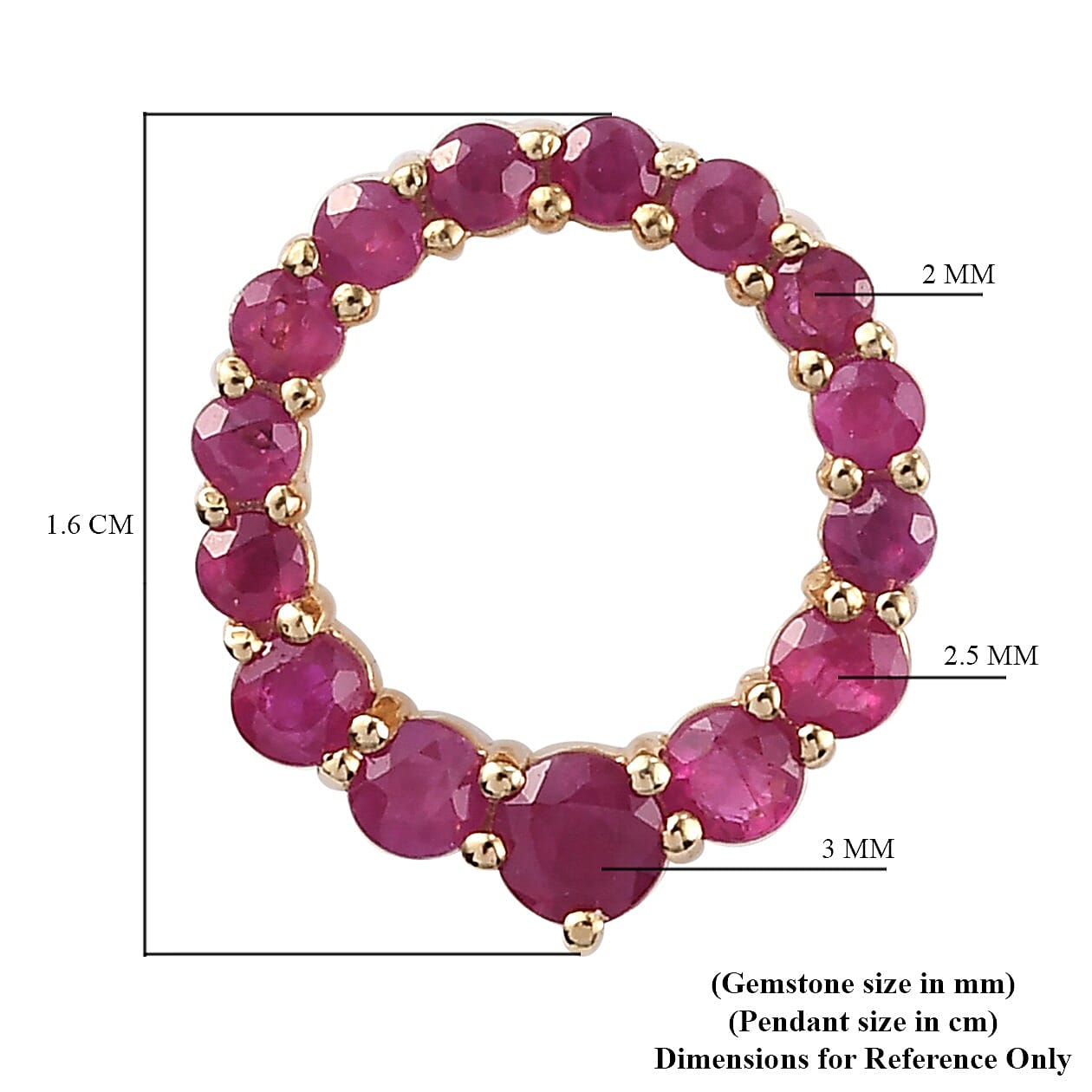 Ruby Circle Pendant in 14K Gold Overlay Sterling Silver 1.14 Ct.