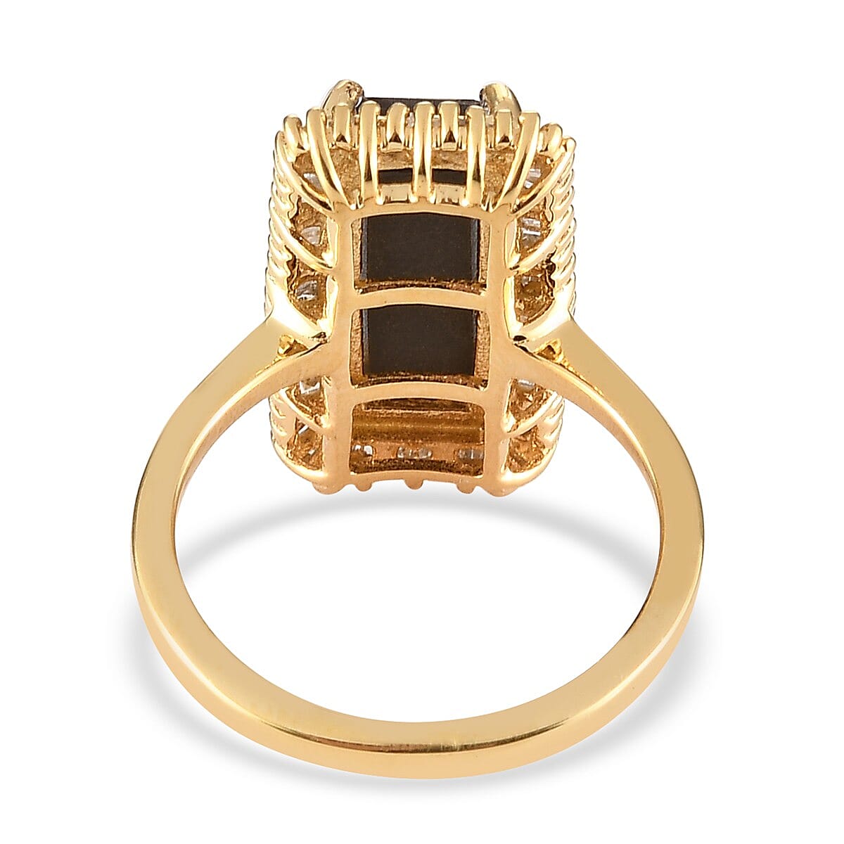 Canadian Ammolite and Diamond Ring in 14K Gold Overlay Sterling Silver 2.56 Ct.