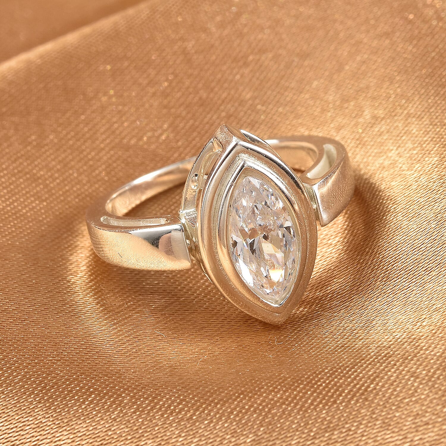 Lustro Stella 2 in 1 Sterling Silver Ring & Pendant Made with Finest CZ 1.65 Ct.