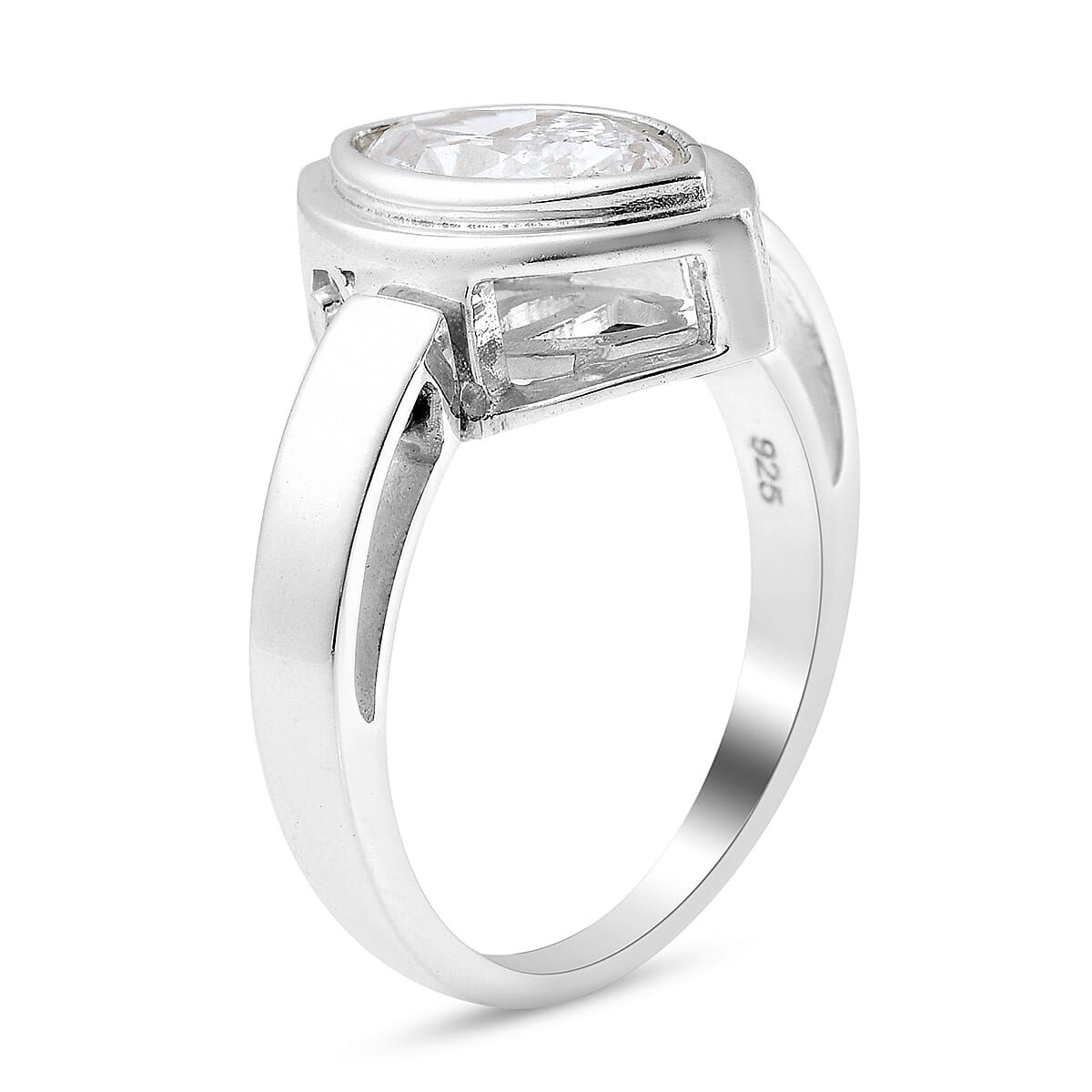 Lustro Stella 2 in 1 Sterling Silver Ring & Pendant Made with Finest CZ 1.65 Ct.