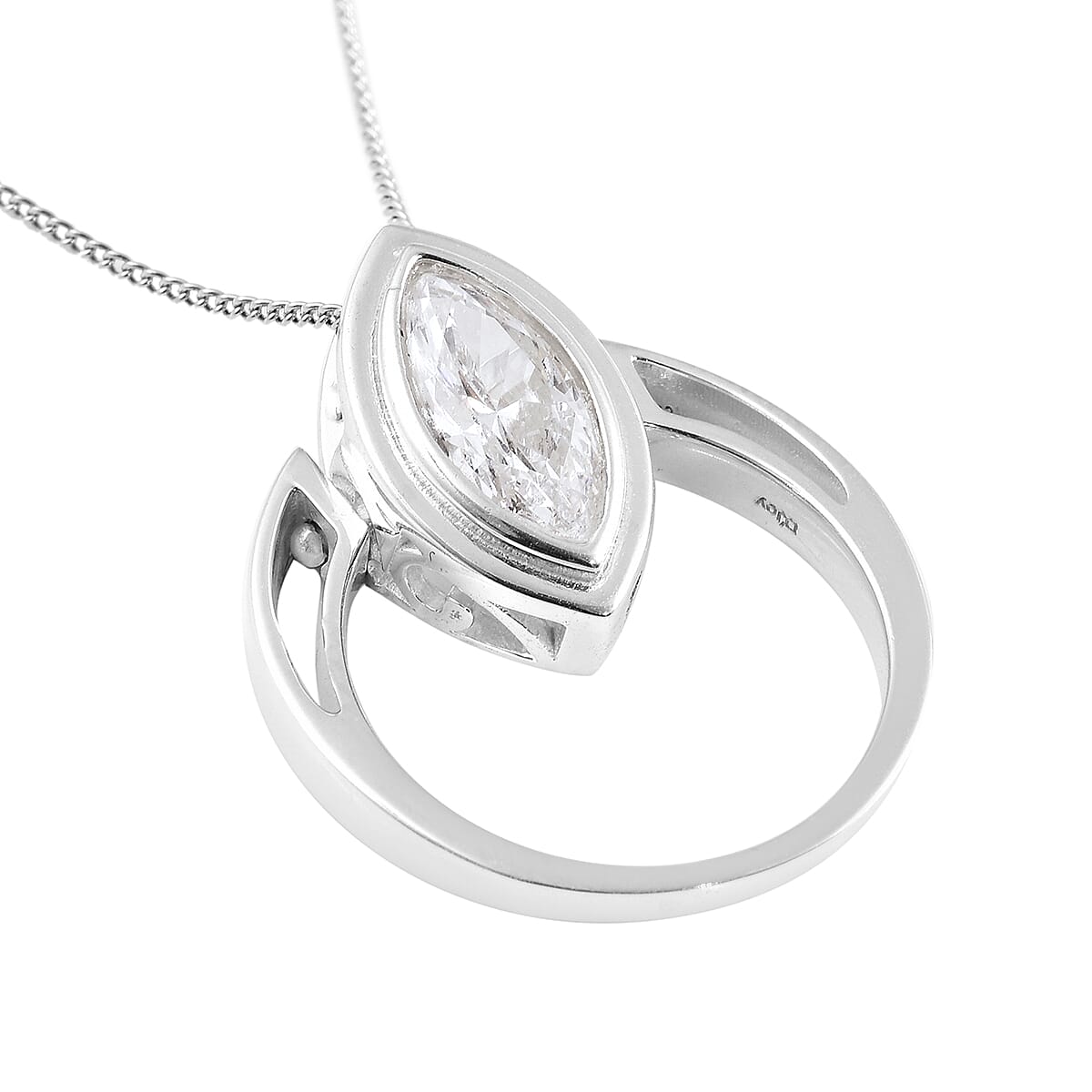 Lustro Stella 2 in 1 Sterling Silver Ring & Pendant Made with Finest CZ 1.65 Ct.