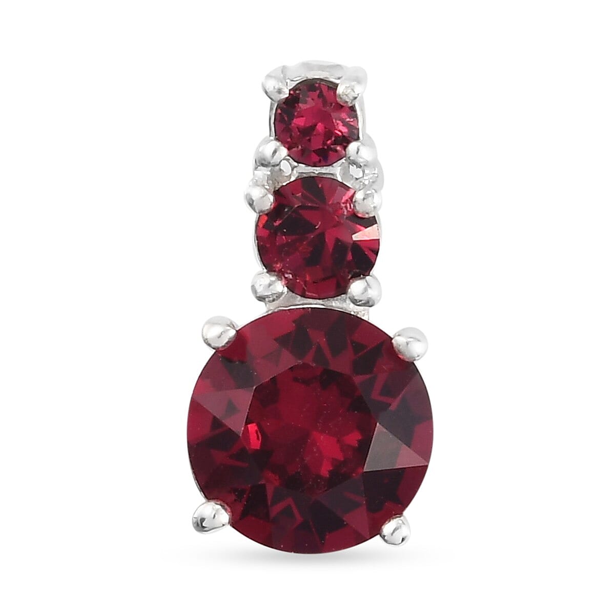 Lustro Stella Ruby Colour Crystal Pendant in Sterling Silver
