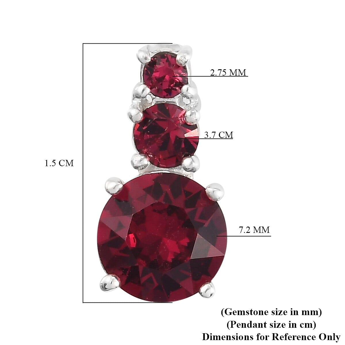 Lustro Stella Ruby Colour Crystal Pendant in Sterling Silver