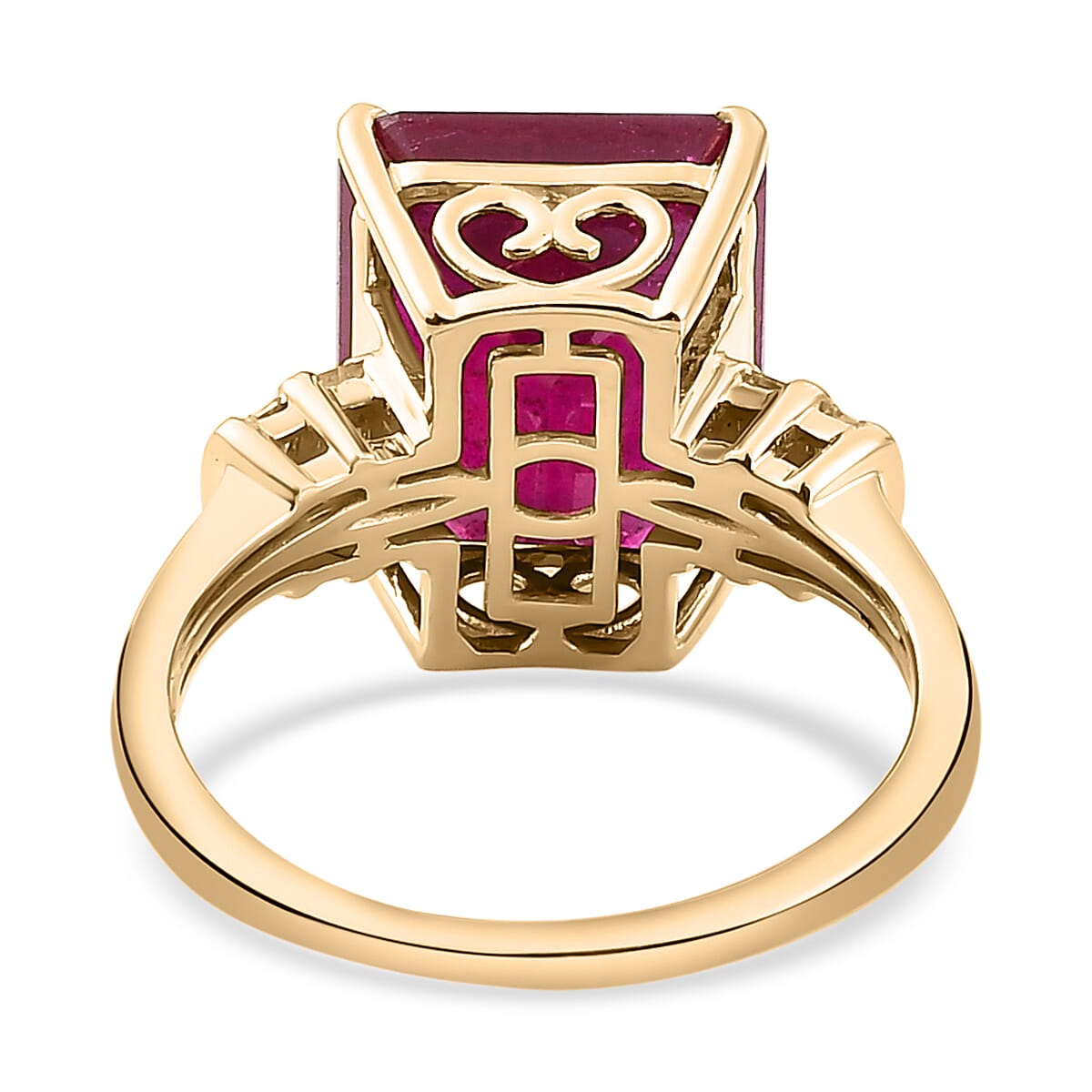 9K Yellow Gold African Ruby (FF) and Diamond Ring 8.70 Ct.