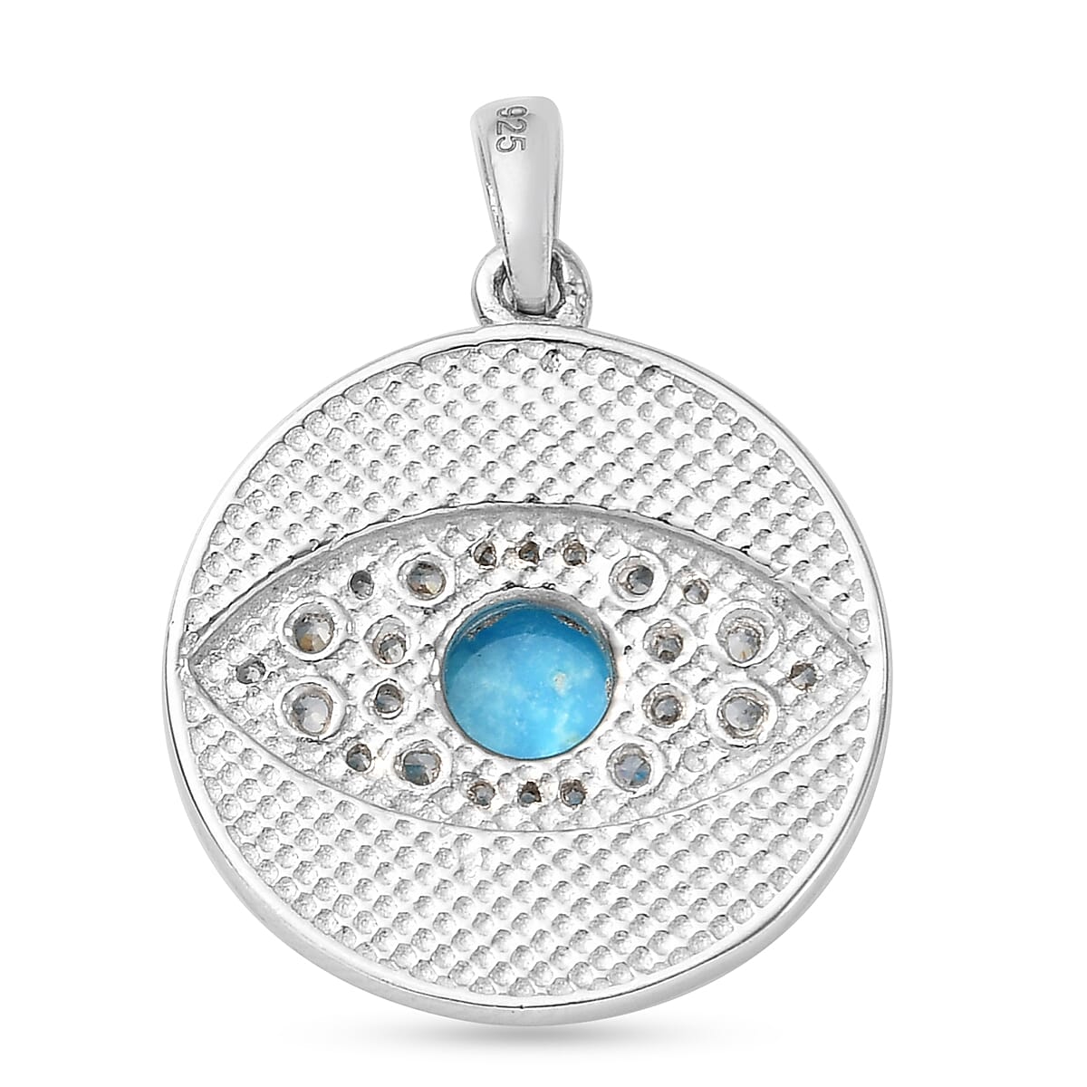 Arizona Sleeping Beauty Turquoise and Natural Cambodian Zircon Enamelled Pendant in Platinum Overlay Sterling Silver 1.67 Ct.