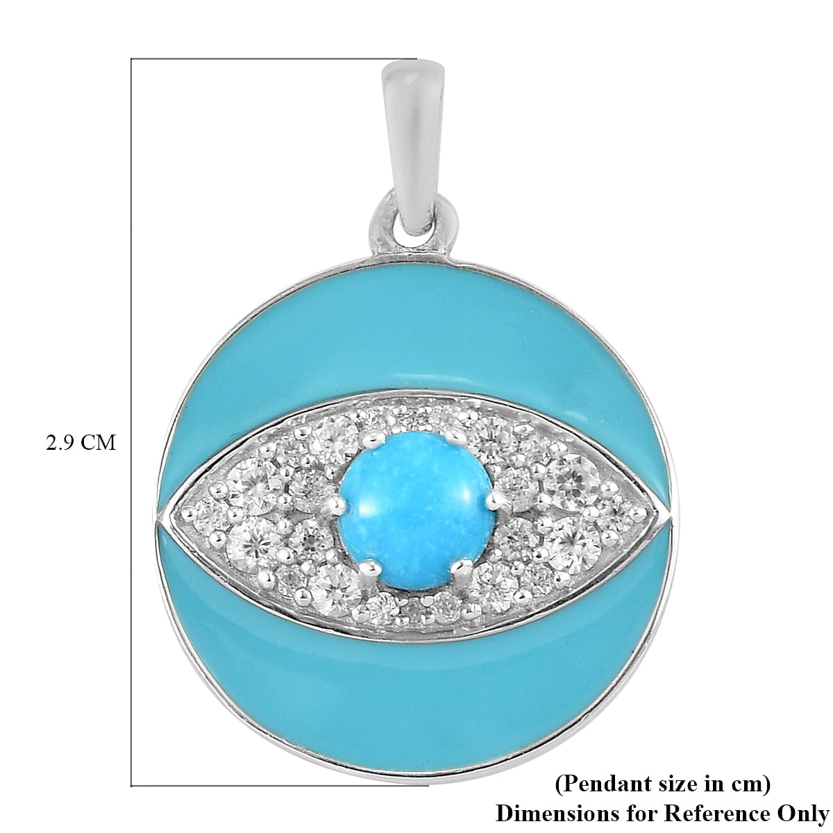 Arizona Sleeping Beauty Turquoise and Natural Cambodian Zircon Enamelled Pendant in Platinum Overlay Sterling Silver 1.67 Ct.