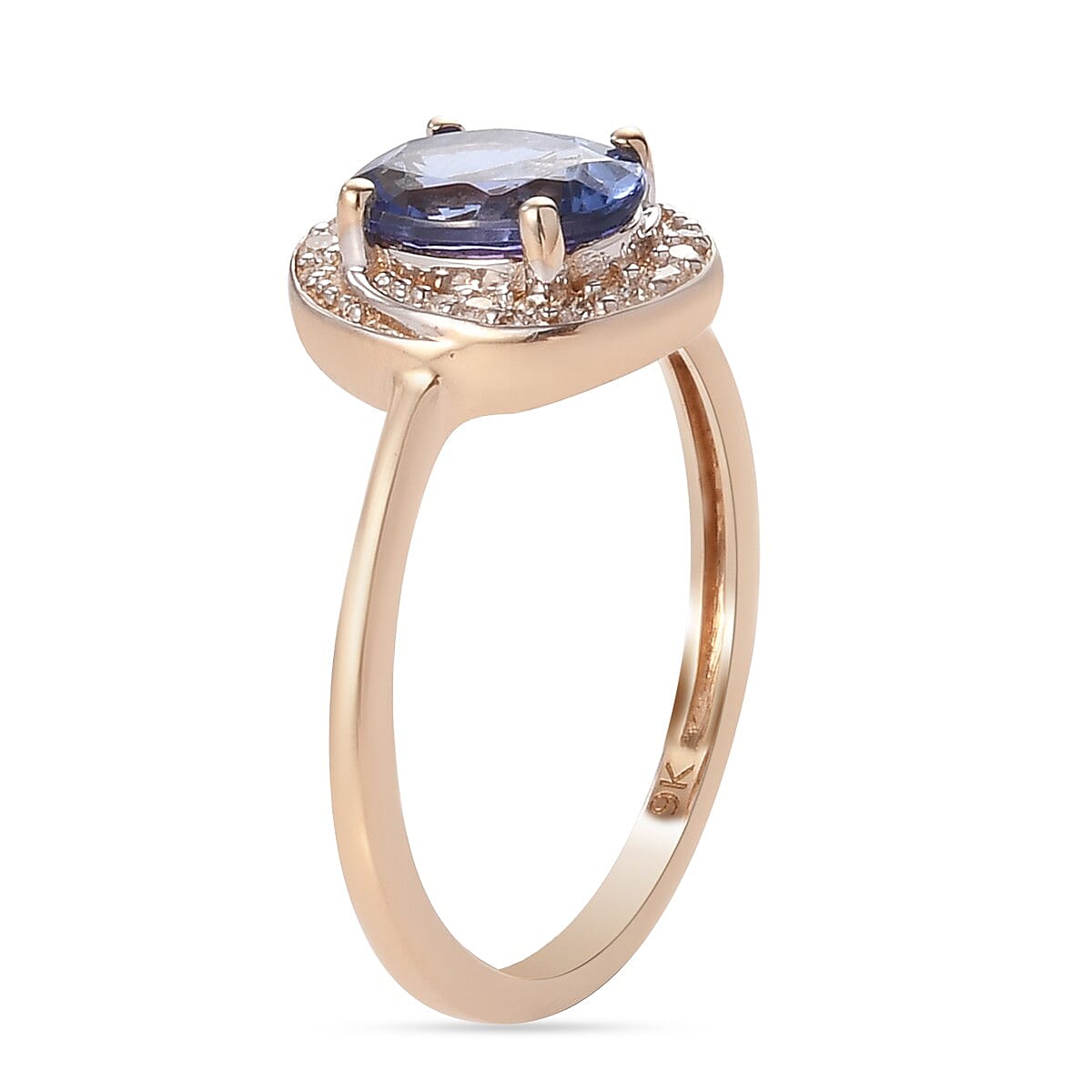 9K Yellow Gold AA Tanzanite and Diamond Ring 1.16 Ct.