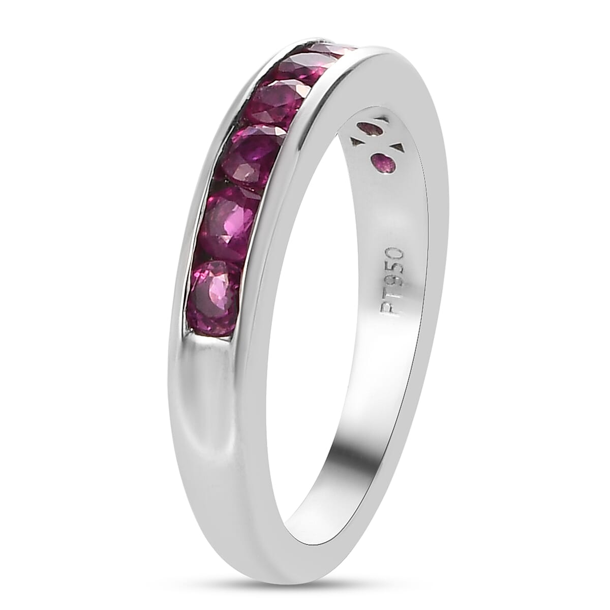 RHAPSODY 950 Platinum AAAA Ruby Half Eternity Band Ring 1.00 Ct, Platinum Wt. 5.55 Gms