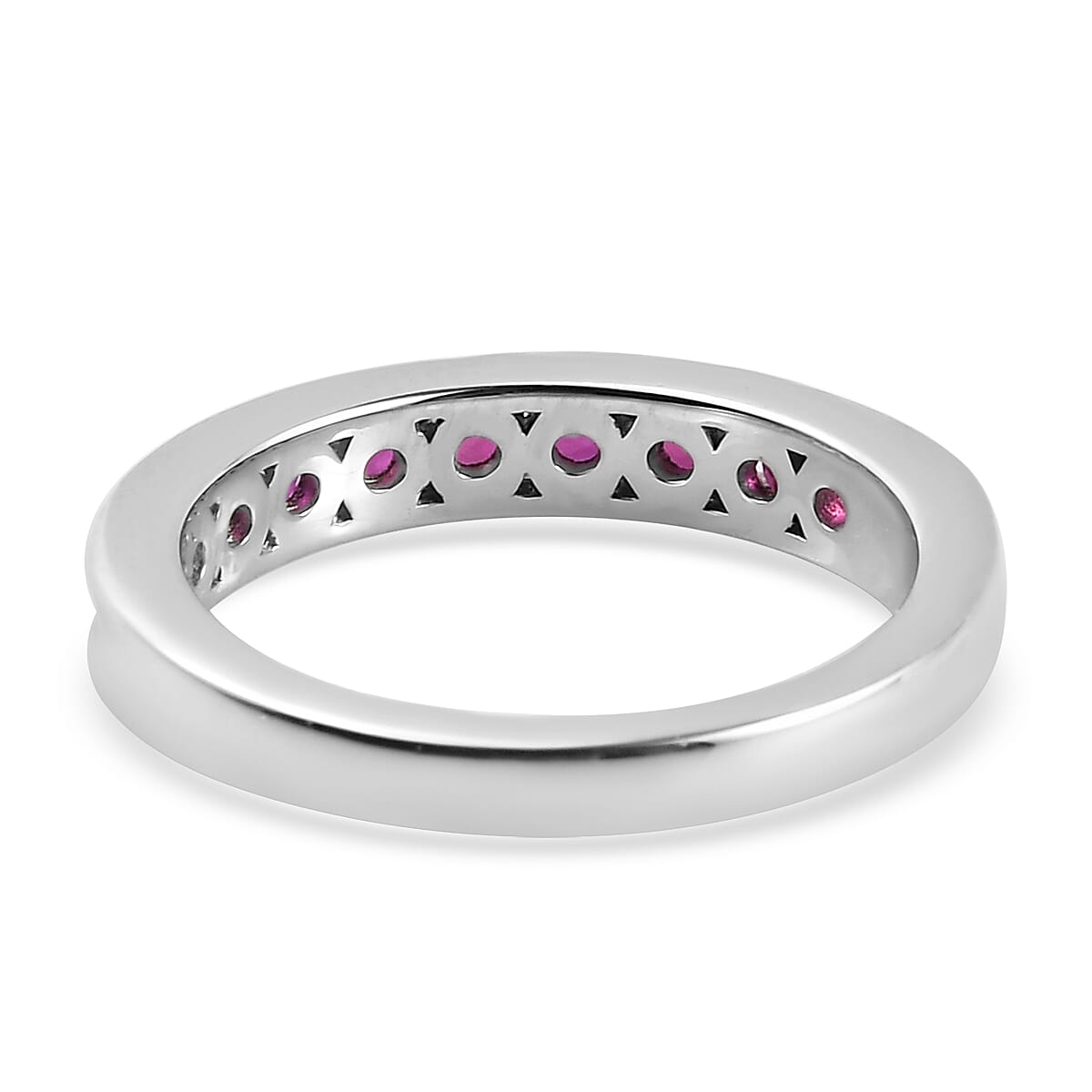 RHAPSODY 950 Platinum AAAA Ruby Half Eternity Band Ring 1.00 Ct, Platinum Wt. 5.55 Gms