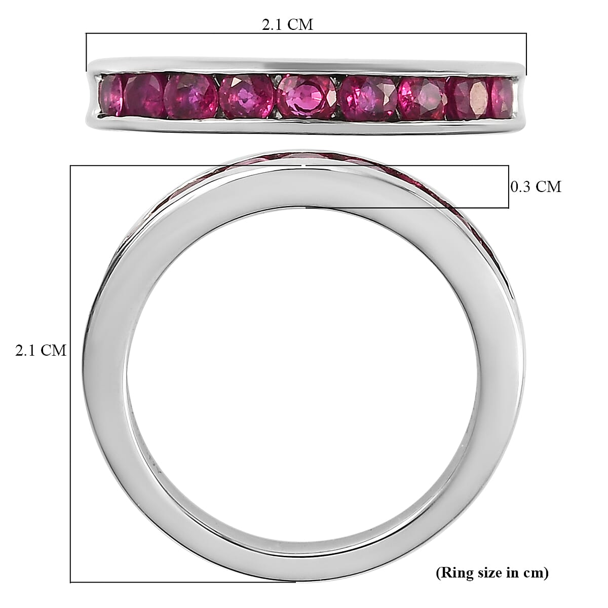 RHAPSODY 950 Platinum AAAA Ruby Half Eternity Band Ring 1.00 Ct, Platinum Wt. 5.55 Gms