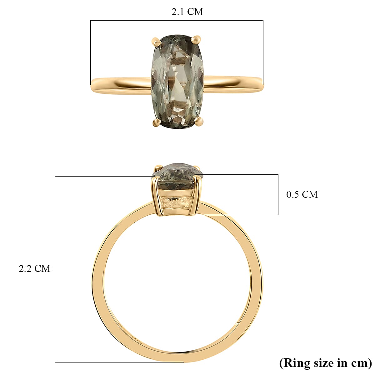 9K Yellow Gold Diaspore Solitaire Ring 2.45 Ct.